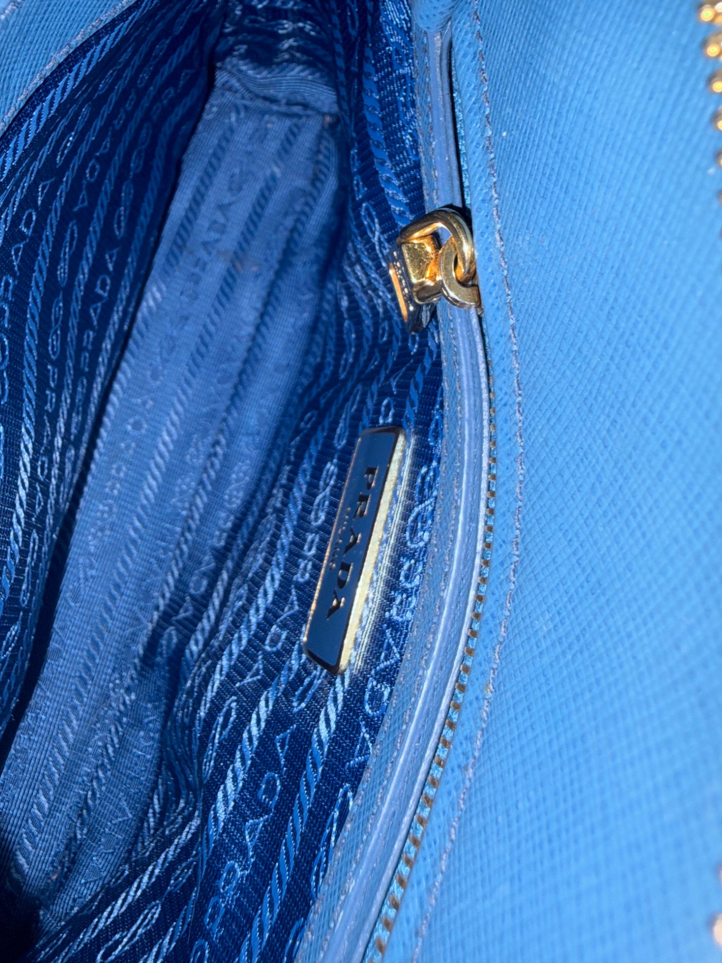Prada cobalt Saffia no leather promenade small tote bag