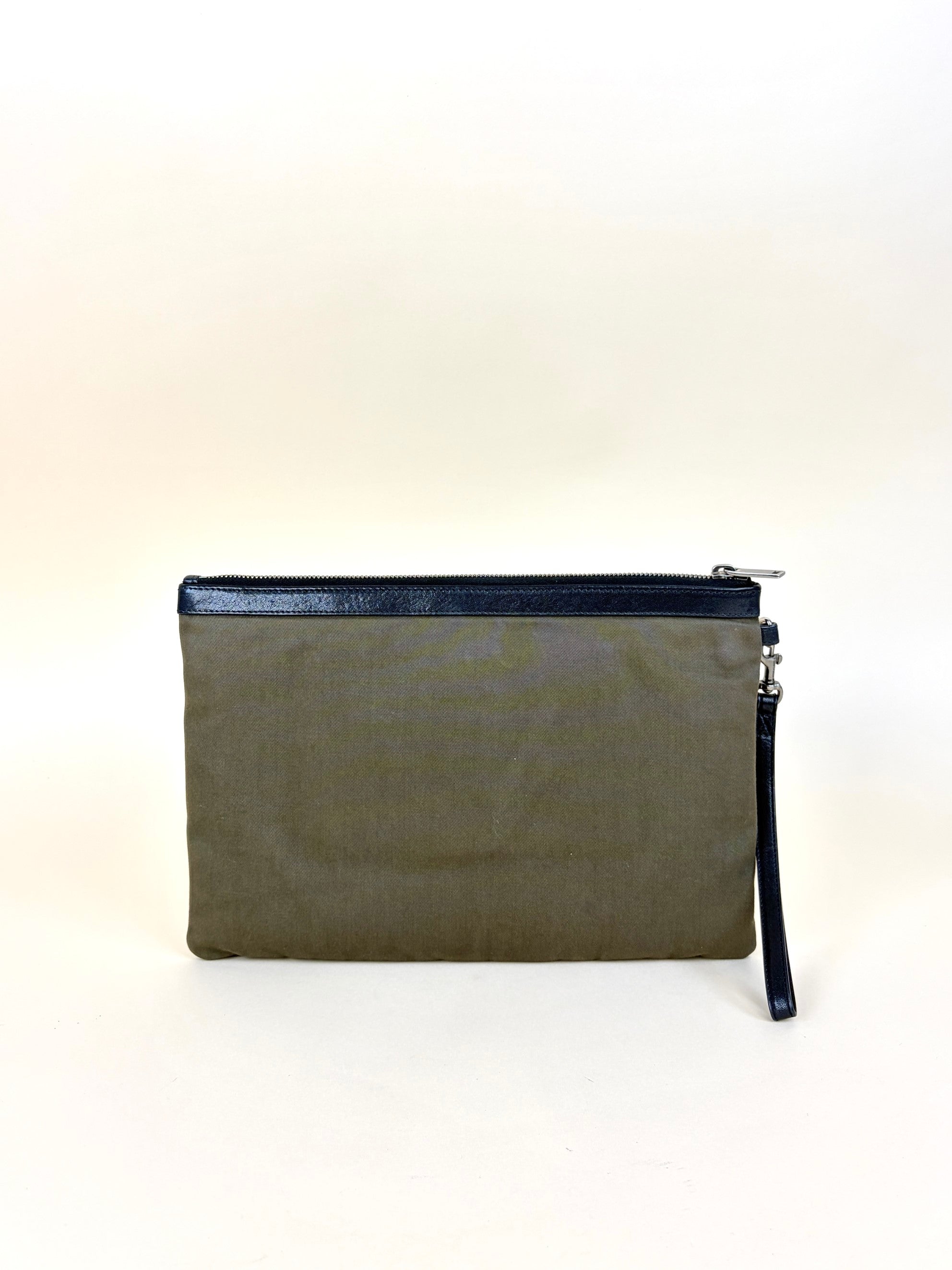 yel olive canvas rive gauche zipped pouch