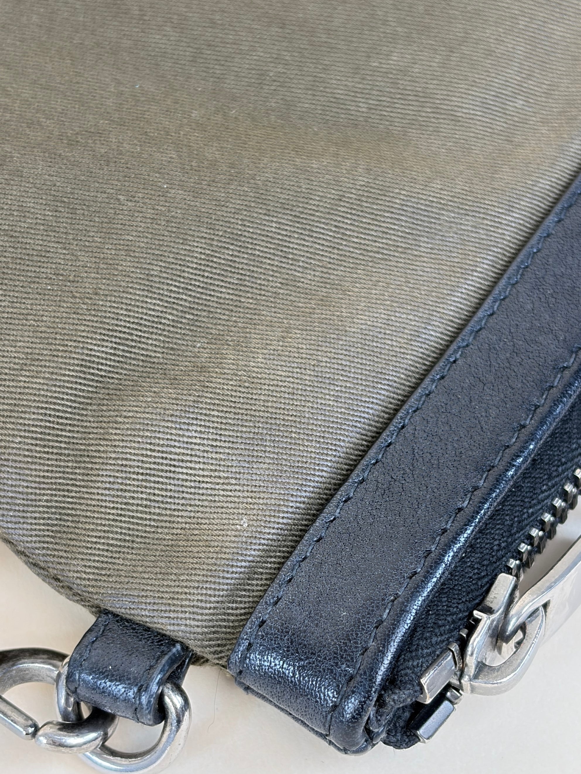 yel olive canvas rive gauche zipped pouch