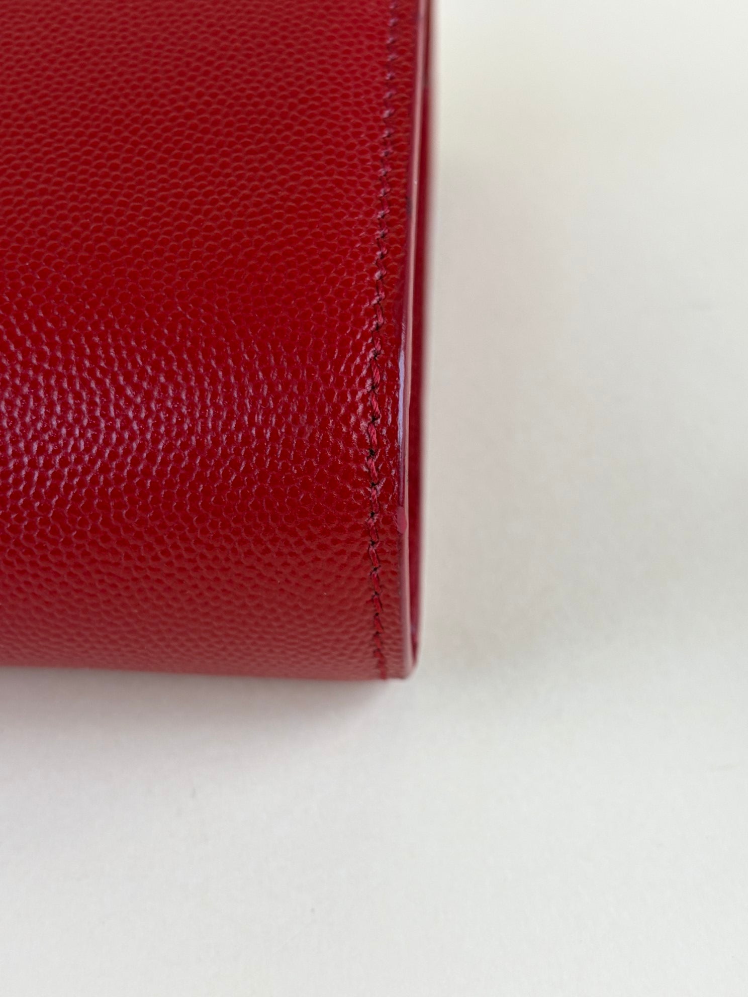 YSL Red Classic Monogram Cassandre Flap Clutch