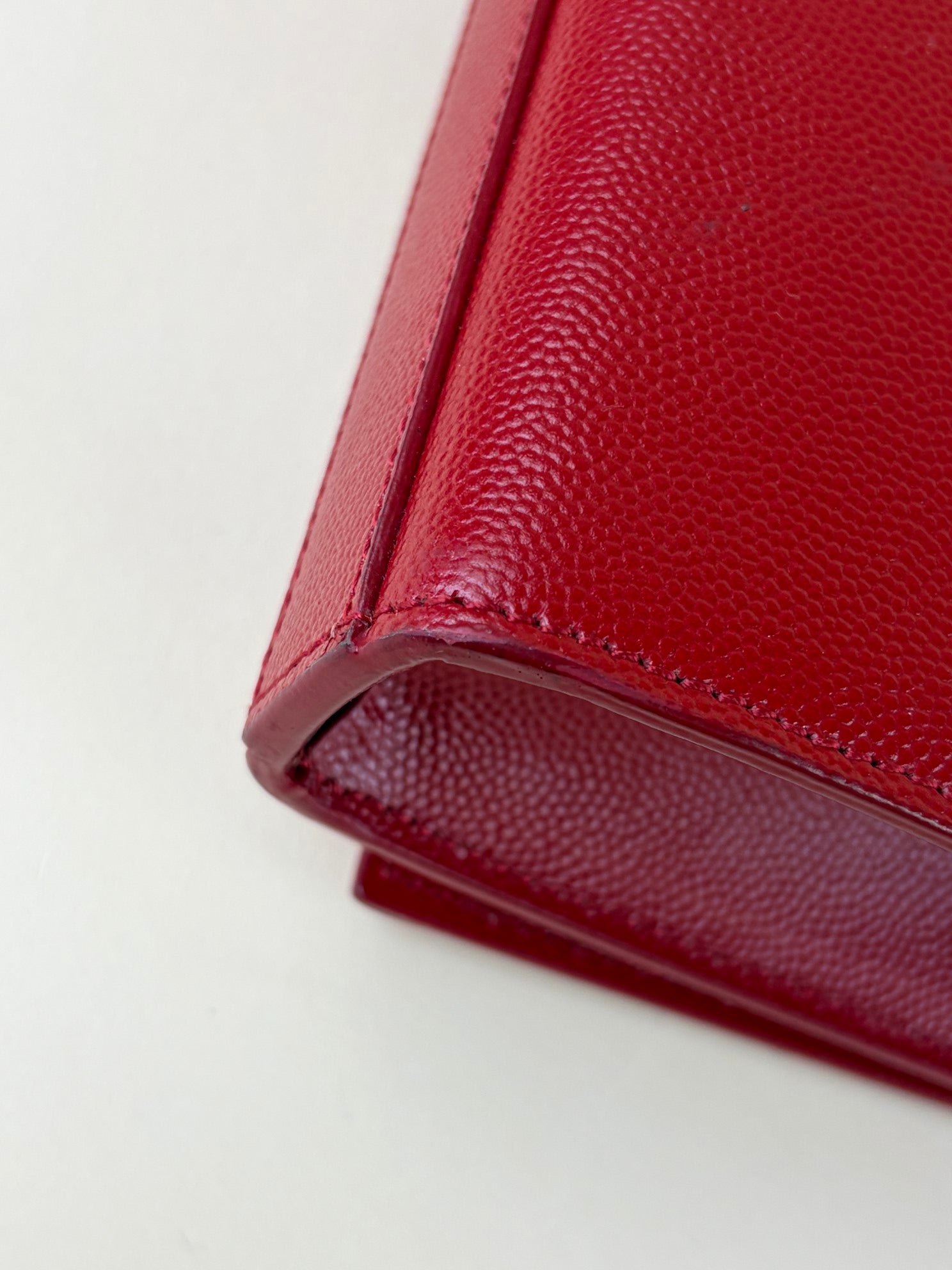 YSL Red Classic Monogram Cassandre Flap Clutch