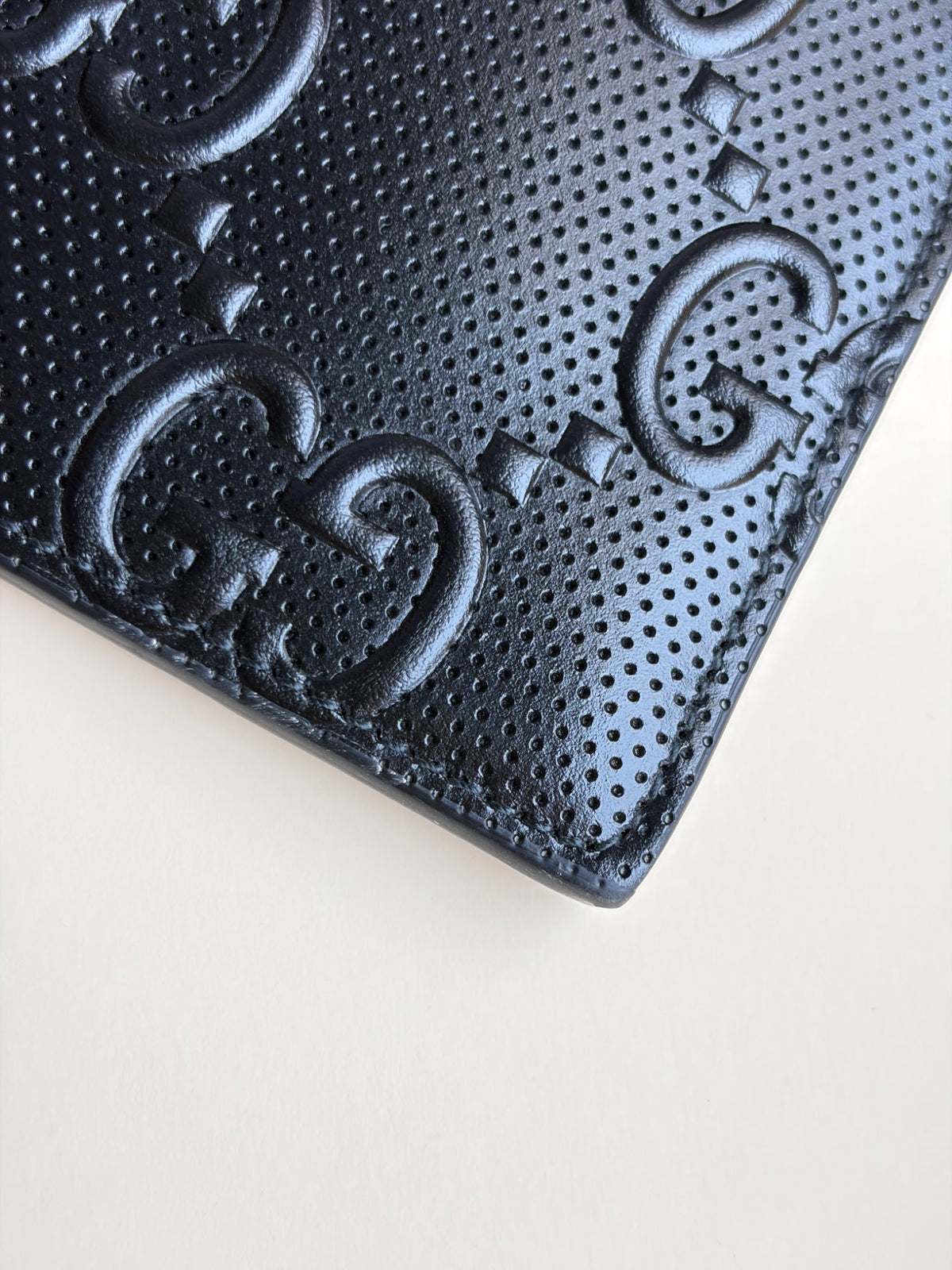 Gucci black Clutch calf skin gg tennis embossed wristlet pouch