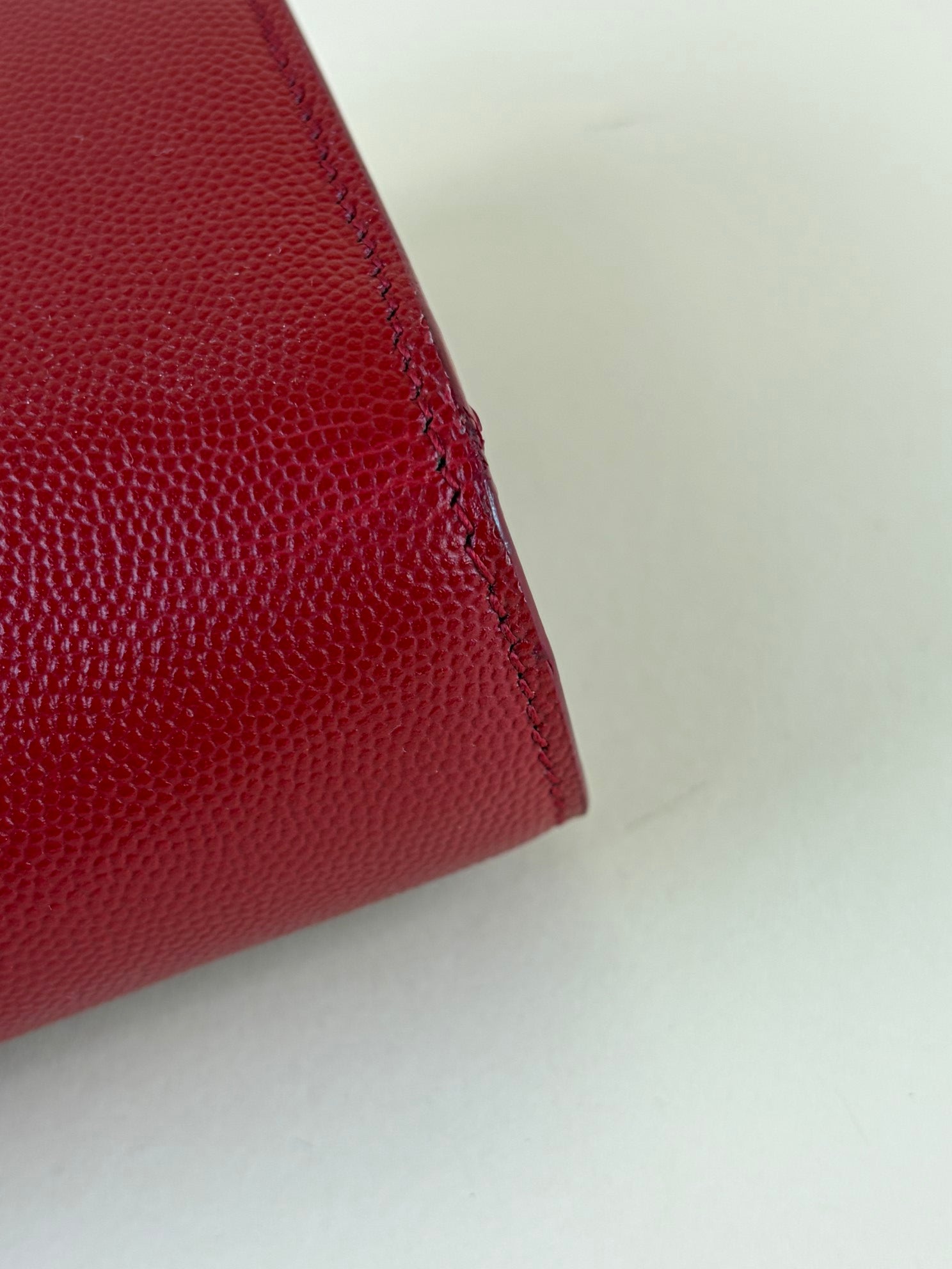 YSL Red Classic Monogram Cassandre Flap Clutch
