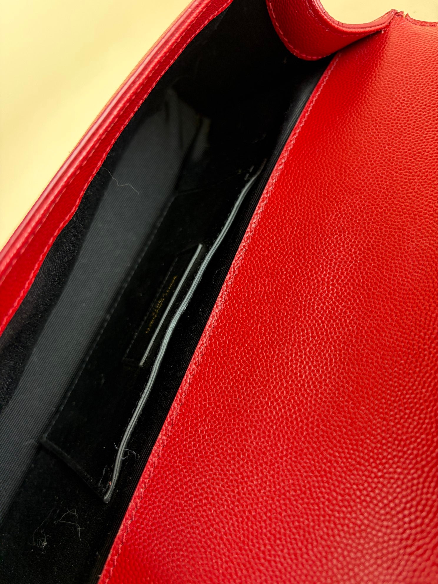 YSL Red Classic Monogram Cassandre Flap Clutch