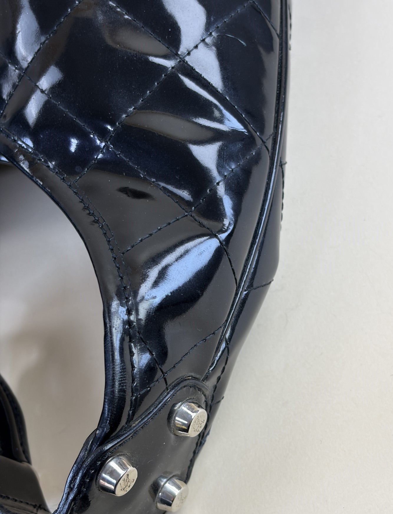 Burberry black quilted patent Brooke hobo bag