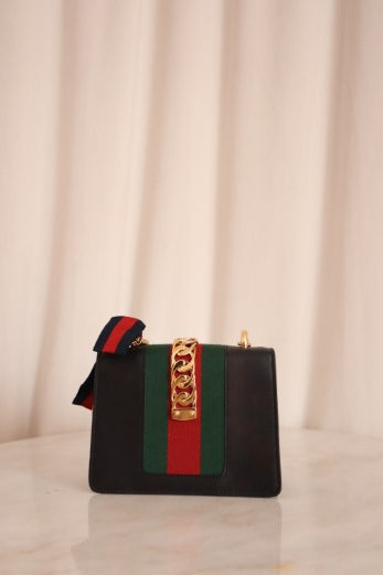 Gucci Black Sylvie Chain Mini Crossbody Bag