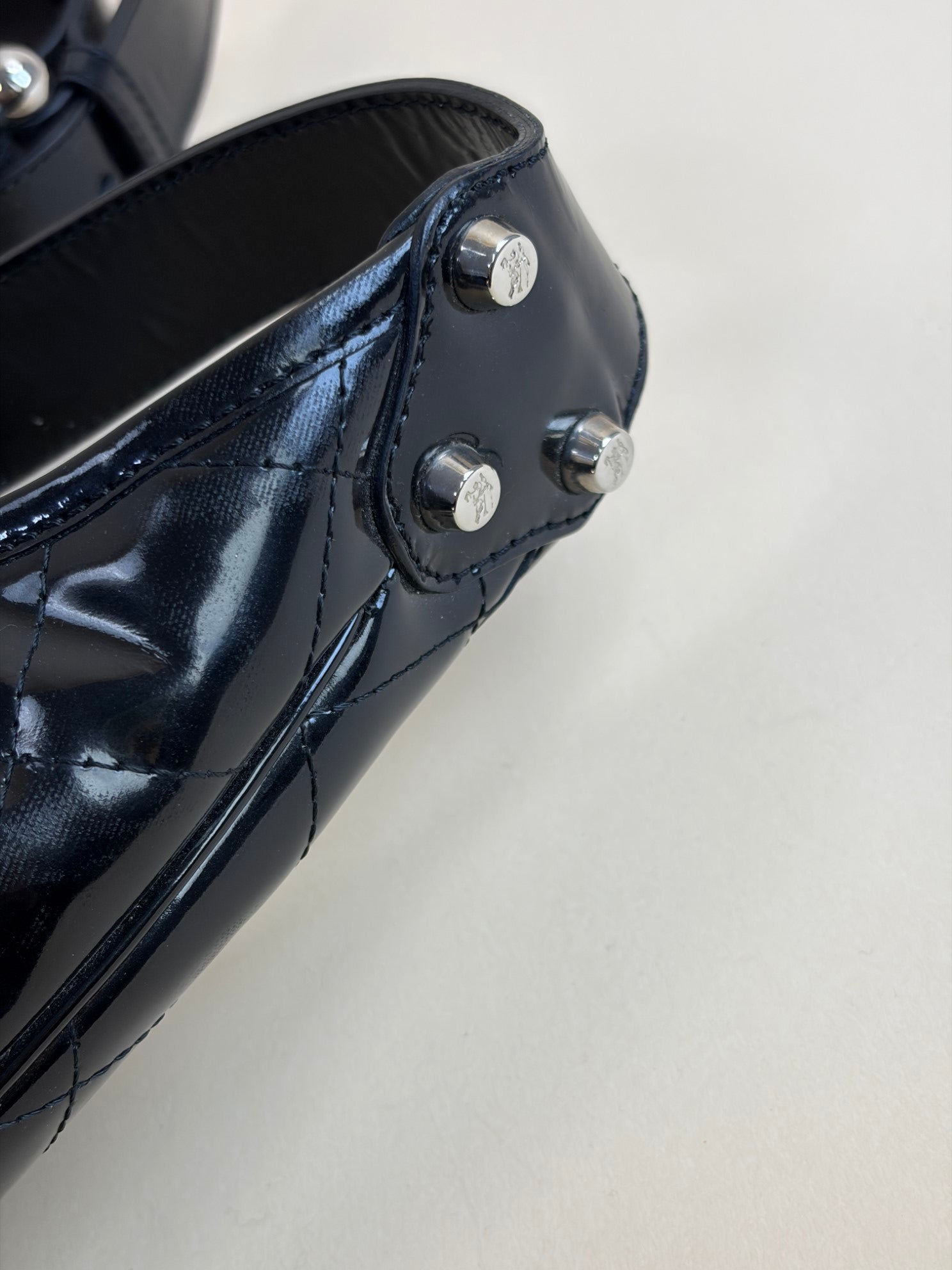 Burberry black quilted patent Brooke hobo bag