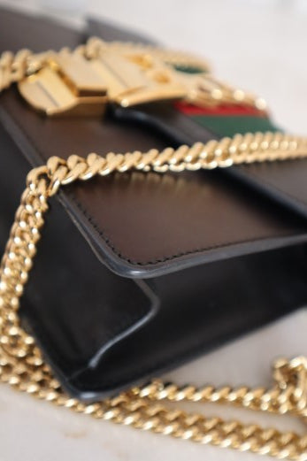 Gucci Black Sylvie Chain Mini Crossbody Bag