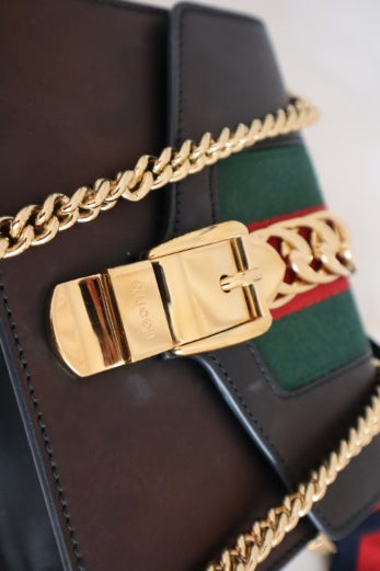 Gucci Black Sylvie Chain Mini Crossbody Bag