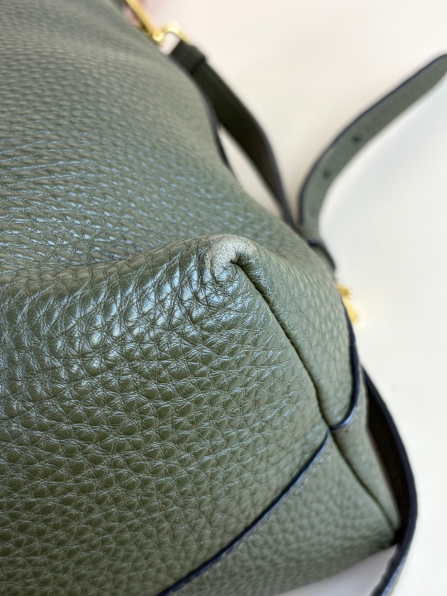 Prada Dark Green Vitello Daino Shopping Tote Bag