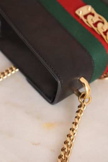 Gucci Black Sylvie Chain Mini Crossbody Bag