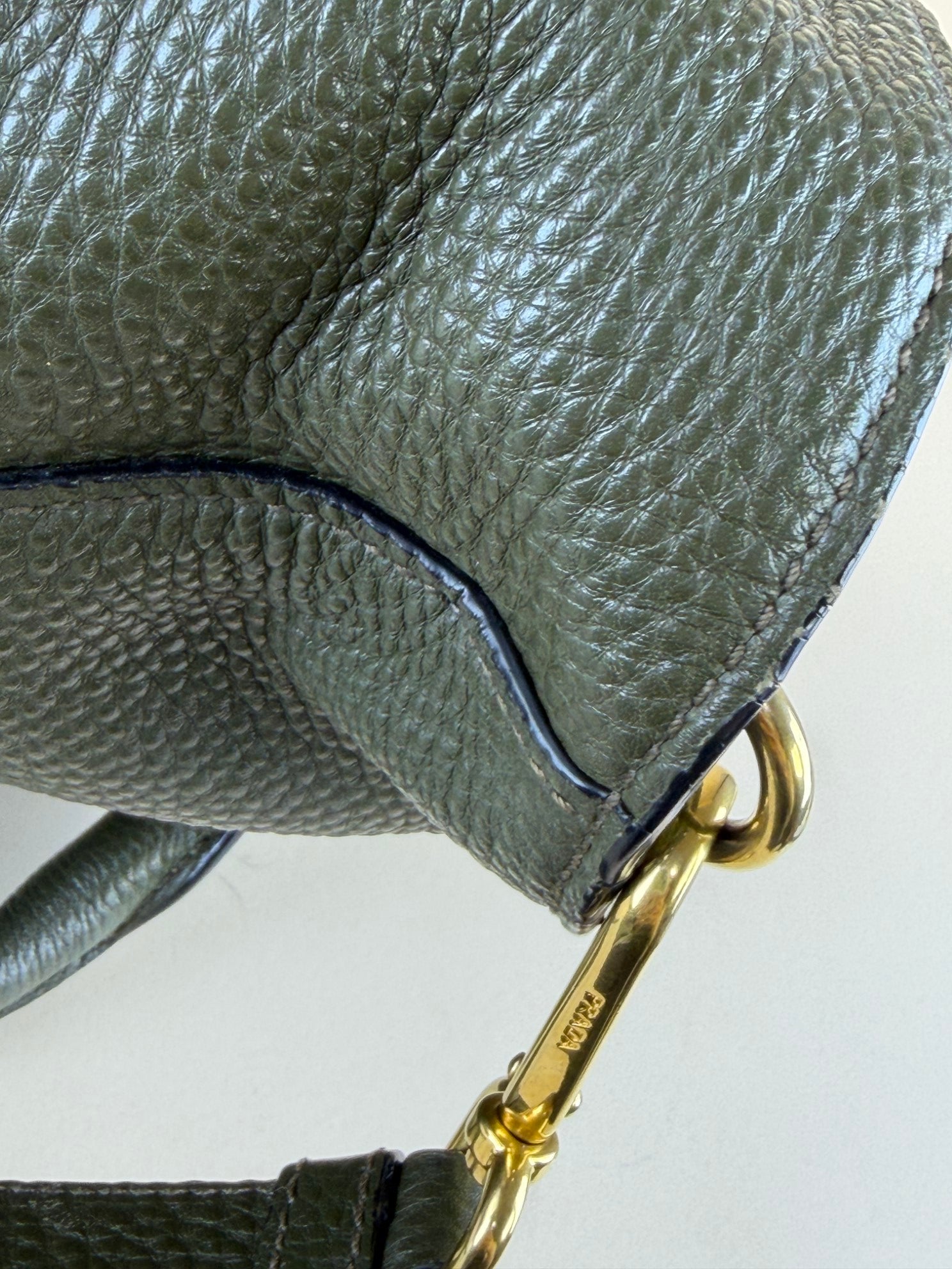 Prada Dark Green Vitello Daino Shopping Tote Bag