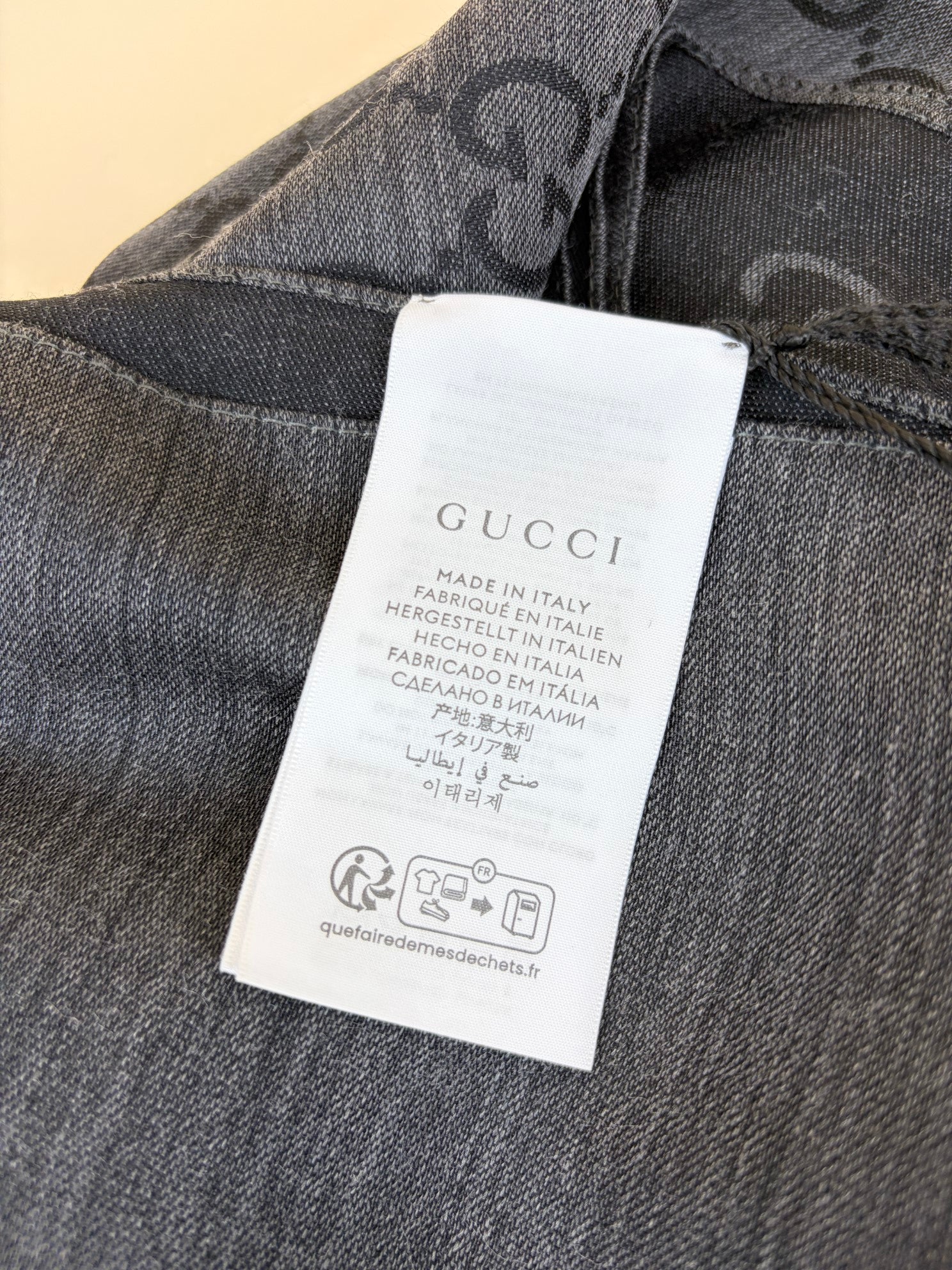 Gucci dark grey GG monogram silk Scarf
