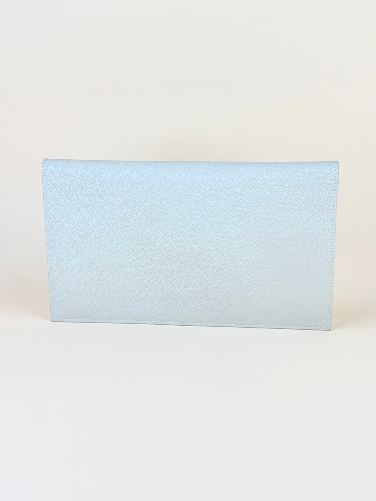 YSL white grain de Poudre leather Uptown pouch