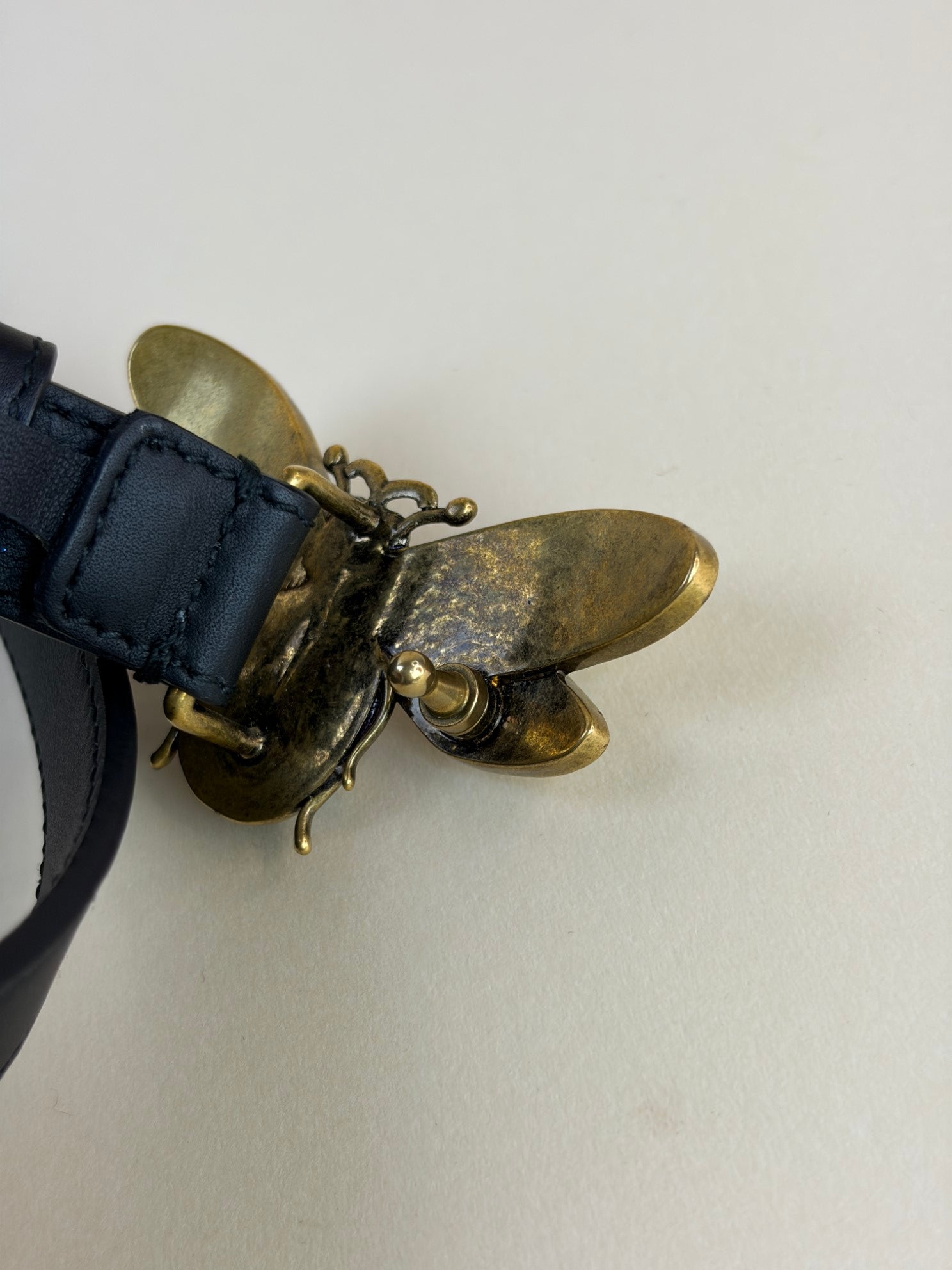 Gucci Black Queen Margaret Bee Belt 38