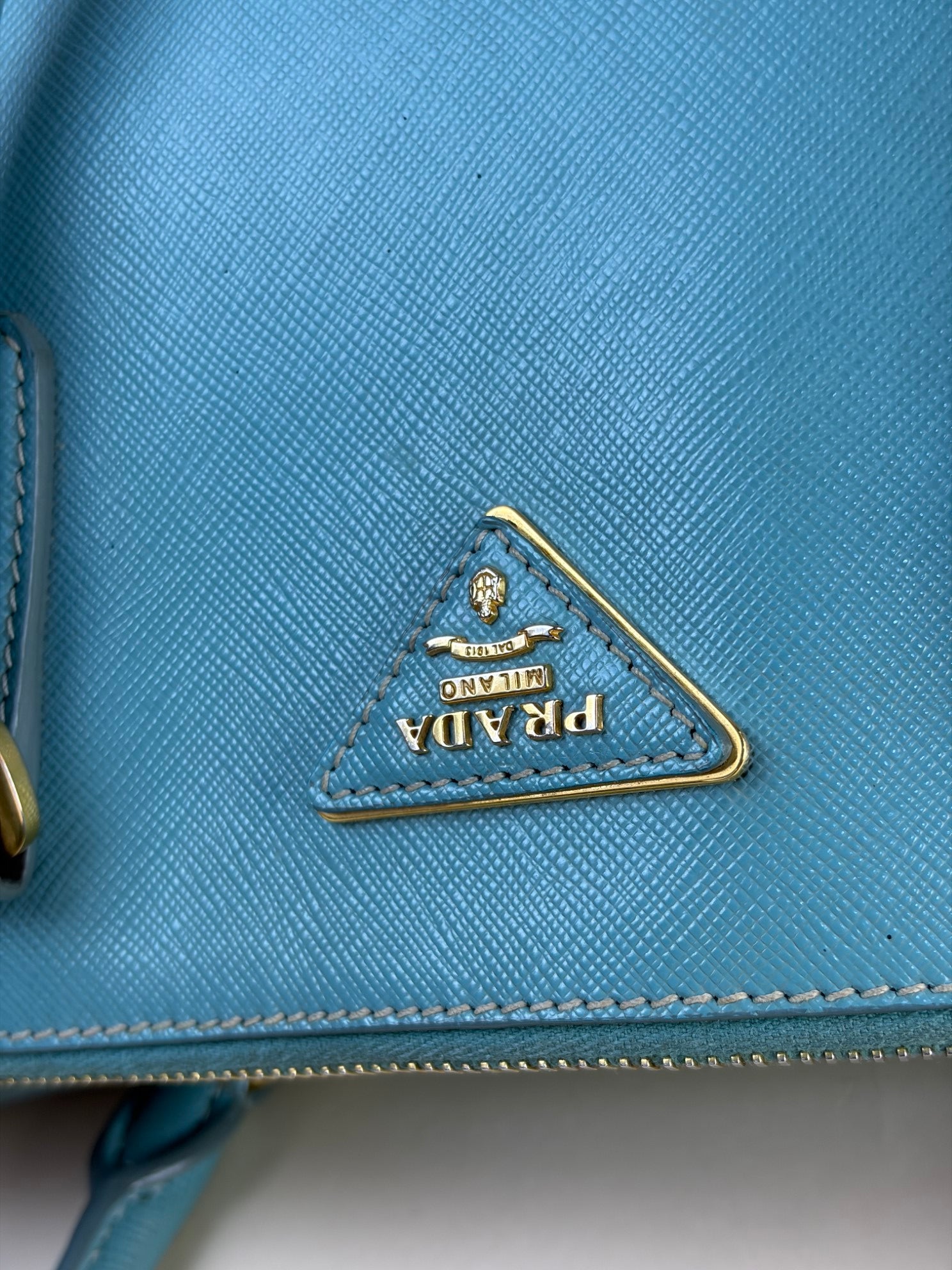 Prada Light Green Double Zipper Bag with Strap