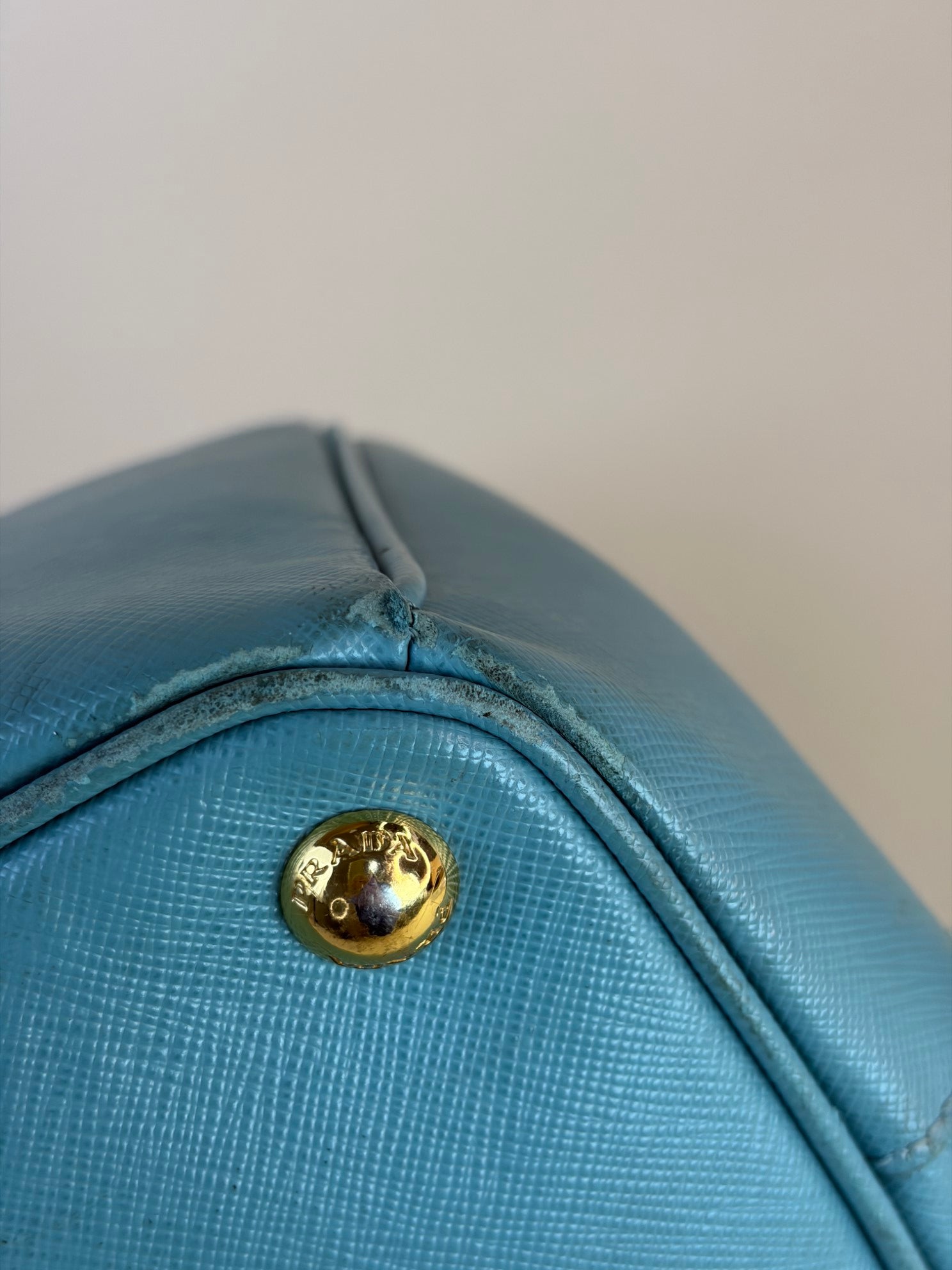 Prada Light Green Double Zipper Bag with Strap