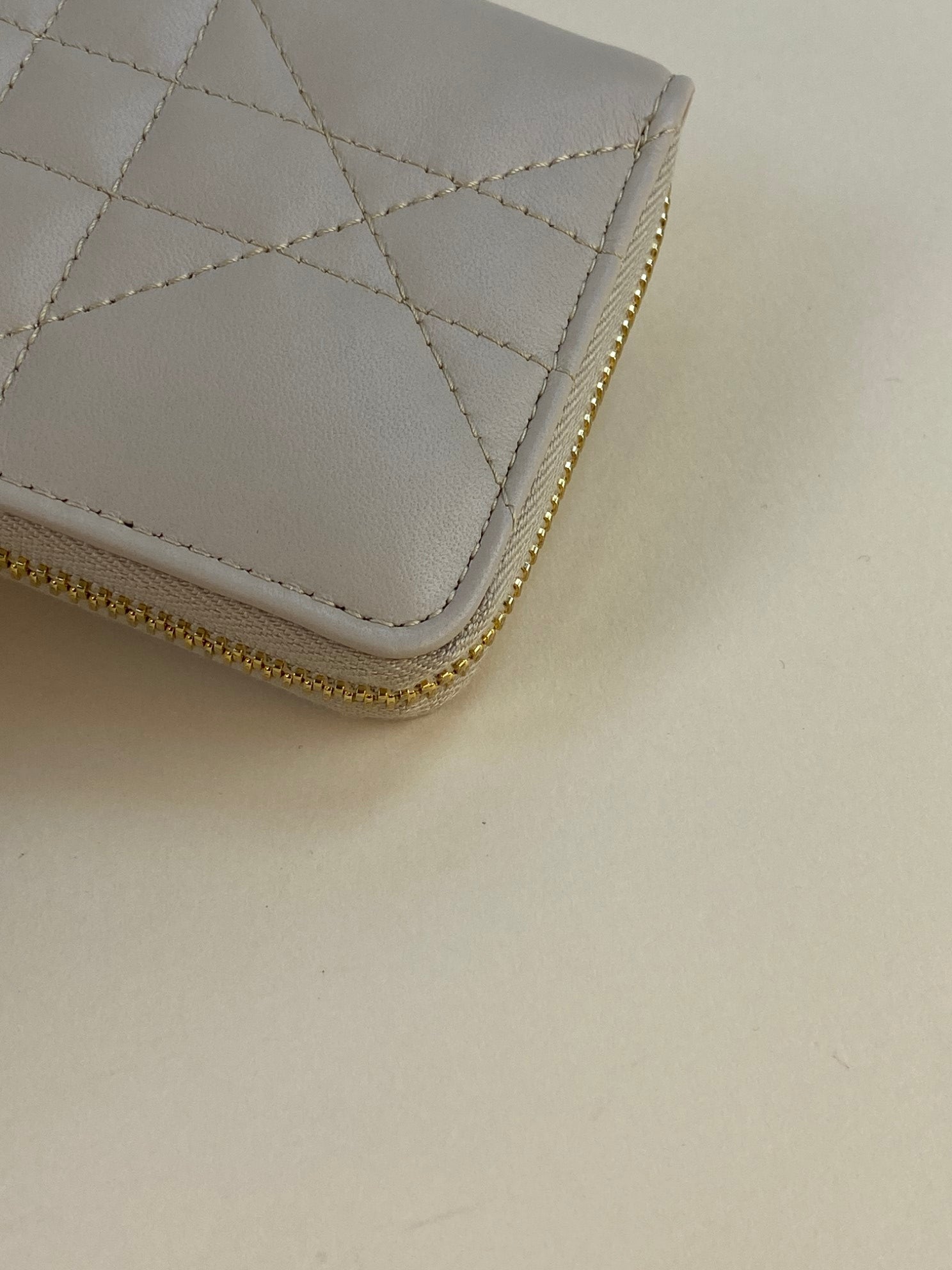 Christian Dior Beige Miss Caro Voyageur Slim Wallet