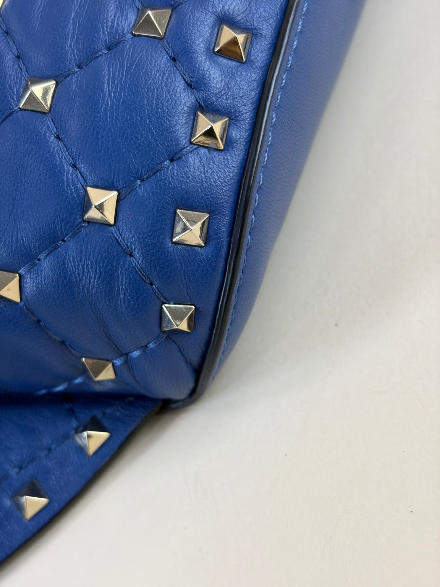 Valentino Blue quilted leather Rockstud Spike Belt Bag