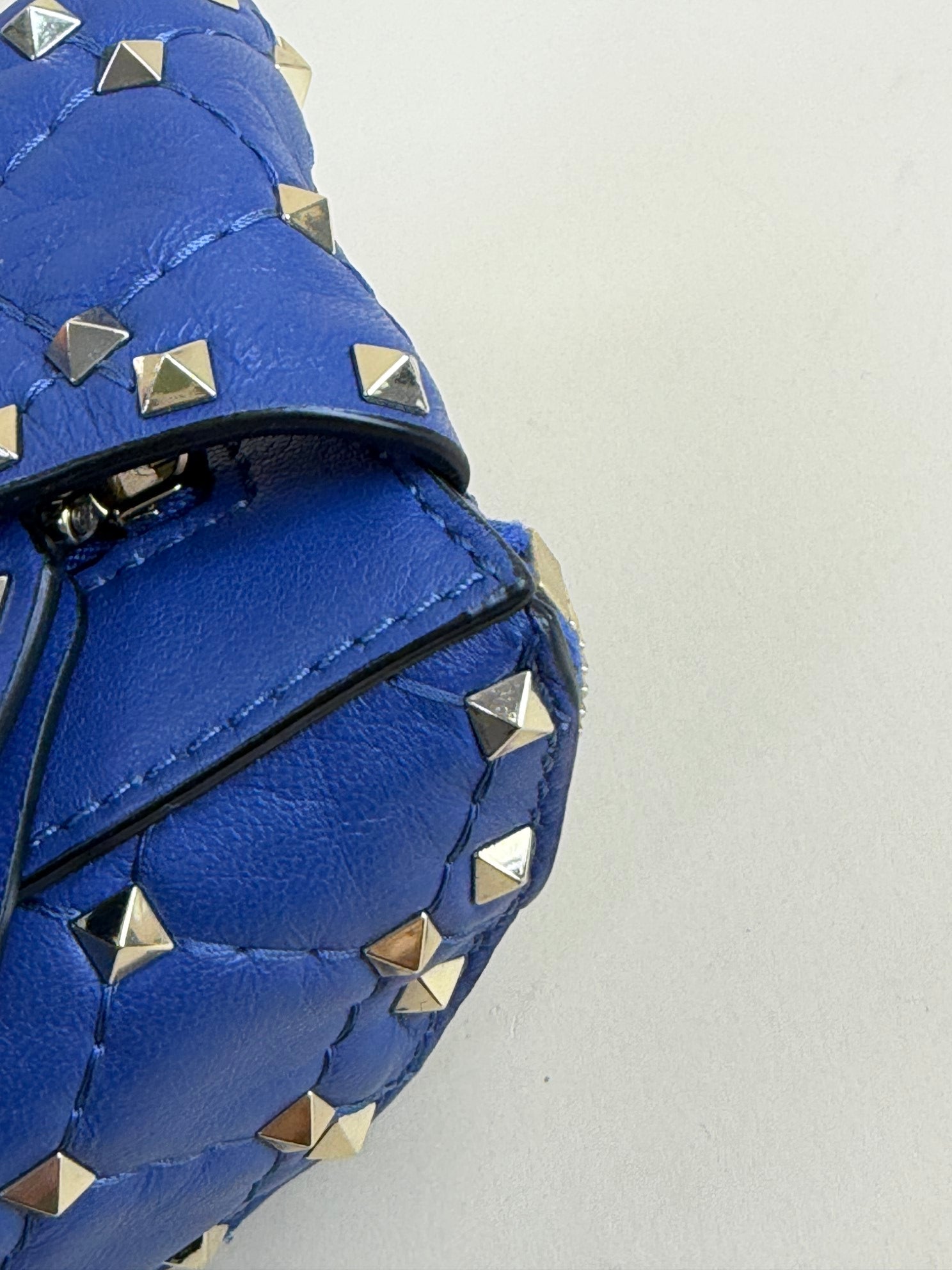 Valentino Blue quilted leather Rockstud Spike Belt Bag