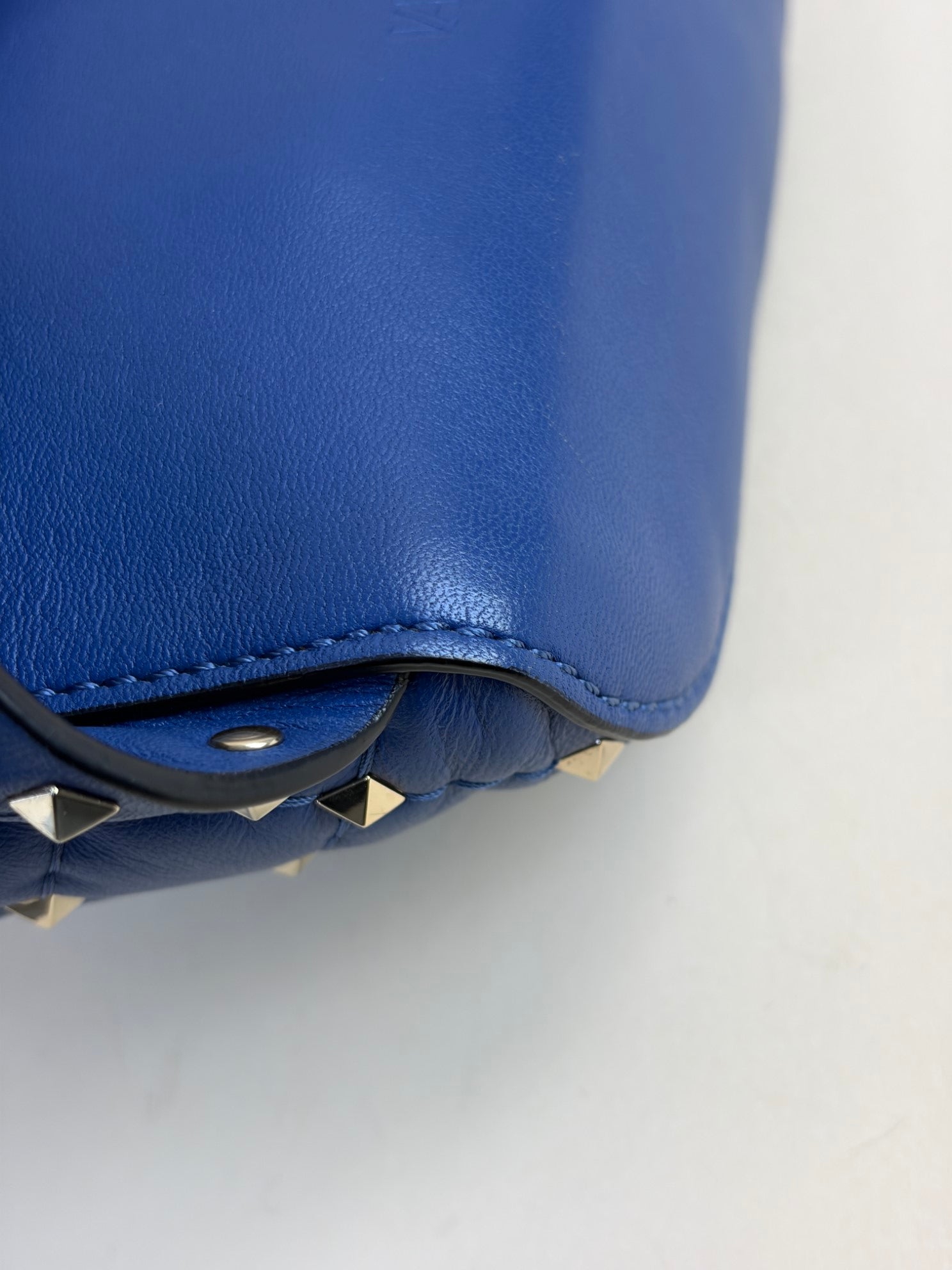 Valentino Blue quilted leather Rockstud Spike Belt Bag