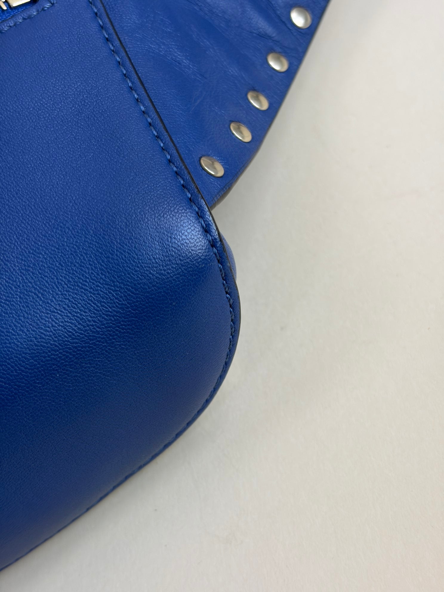 Valentino Blue quilted leather Rockstud Spike Belt Bag