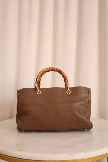 Gucci Brown Bamboo Shopper Tote Bag