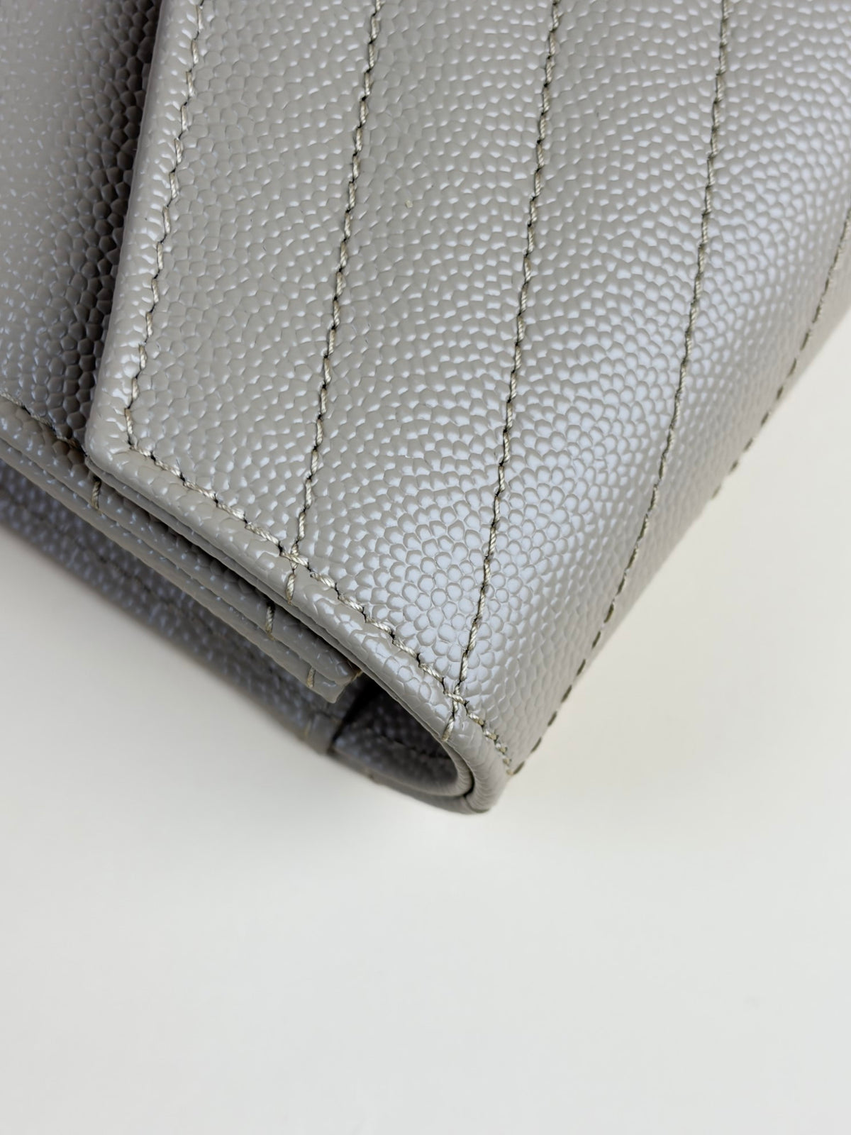 YSL dark beige grain de Poudre leather Cassandre envelope