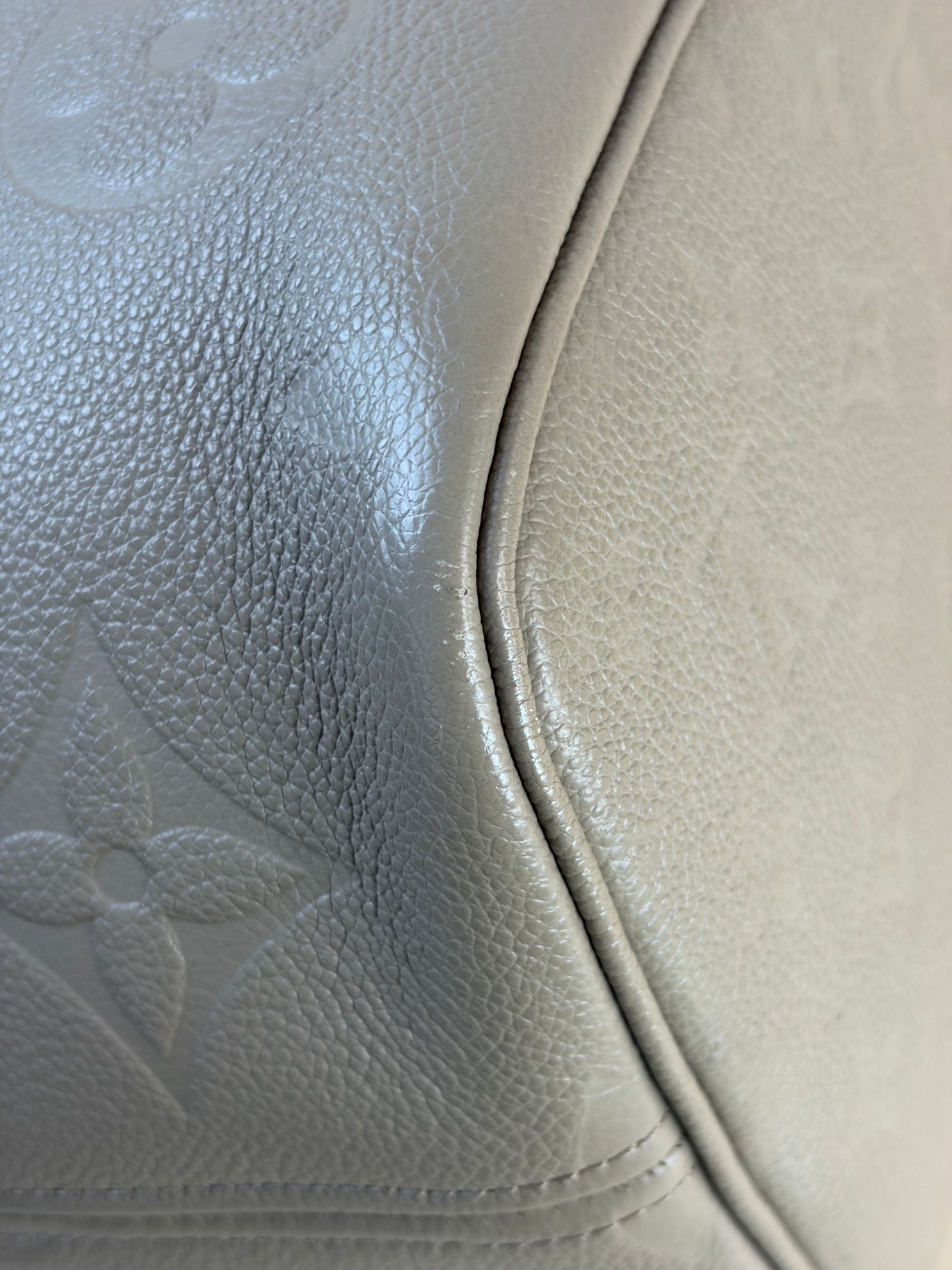 Louis Vuitton Turtledove Monogram Empreinte Neverfull MM Tote Bag with Pouch