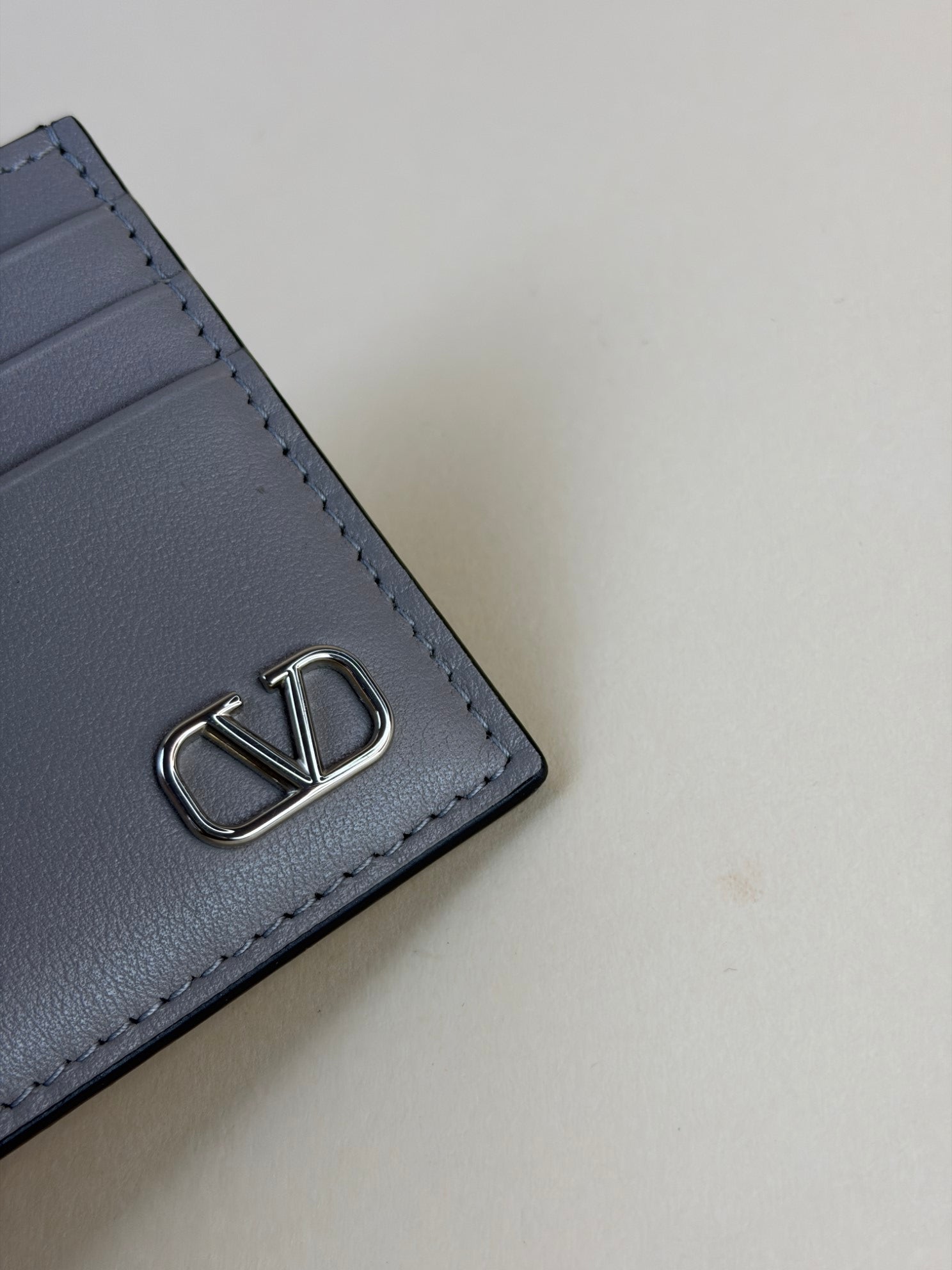 Valentino Grey Vlogo Signature Card Holder