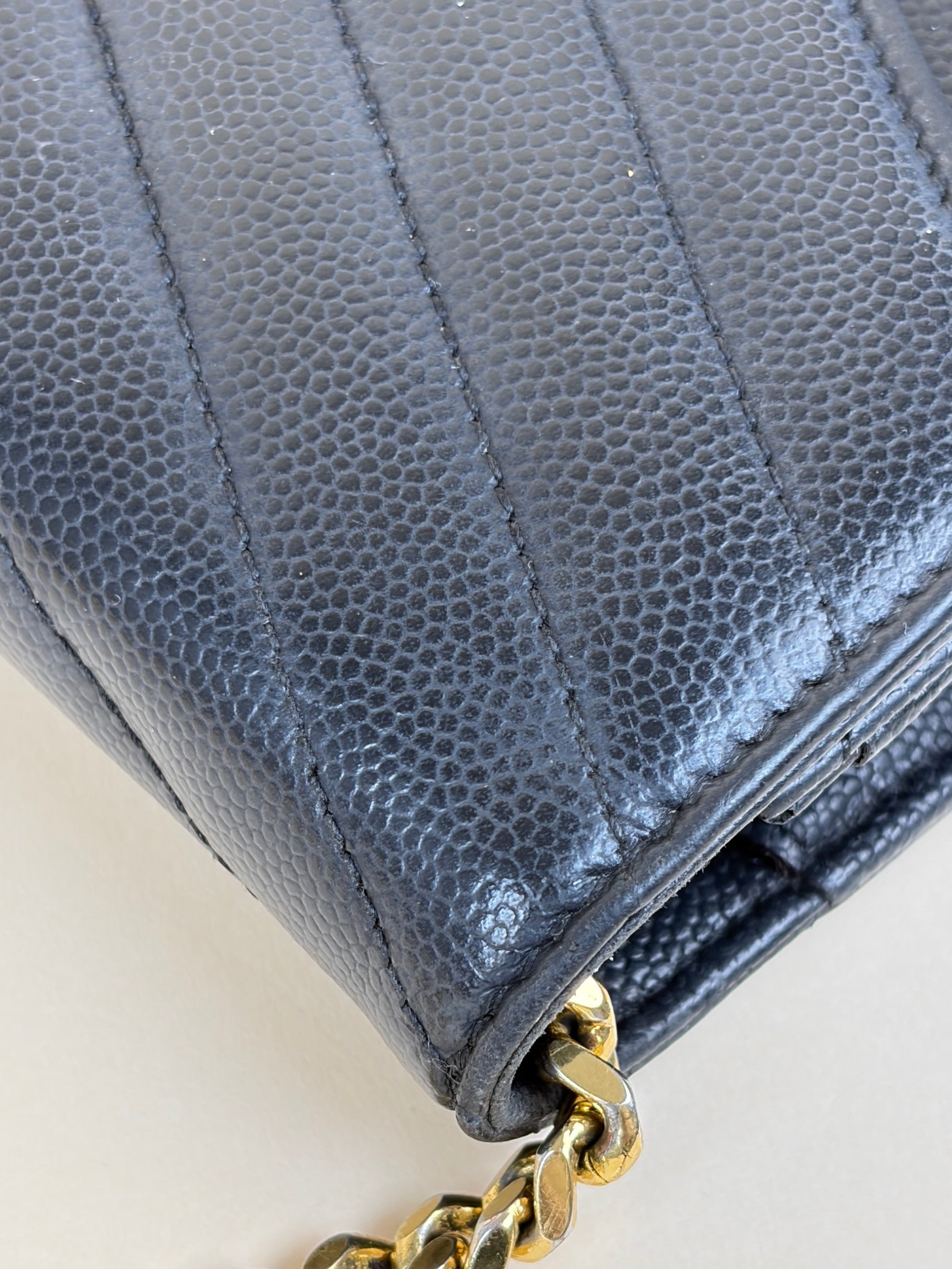 YSL Black Classic Cassandre Chain Wallet