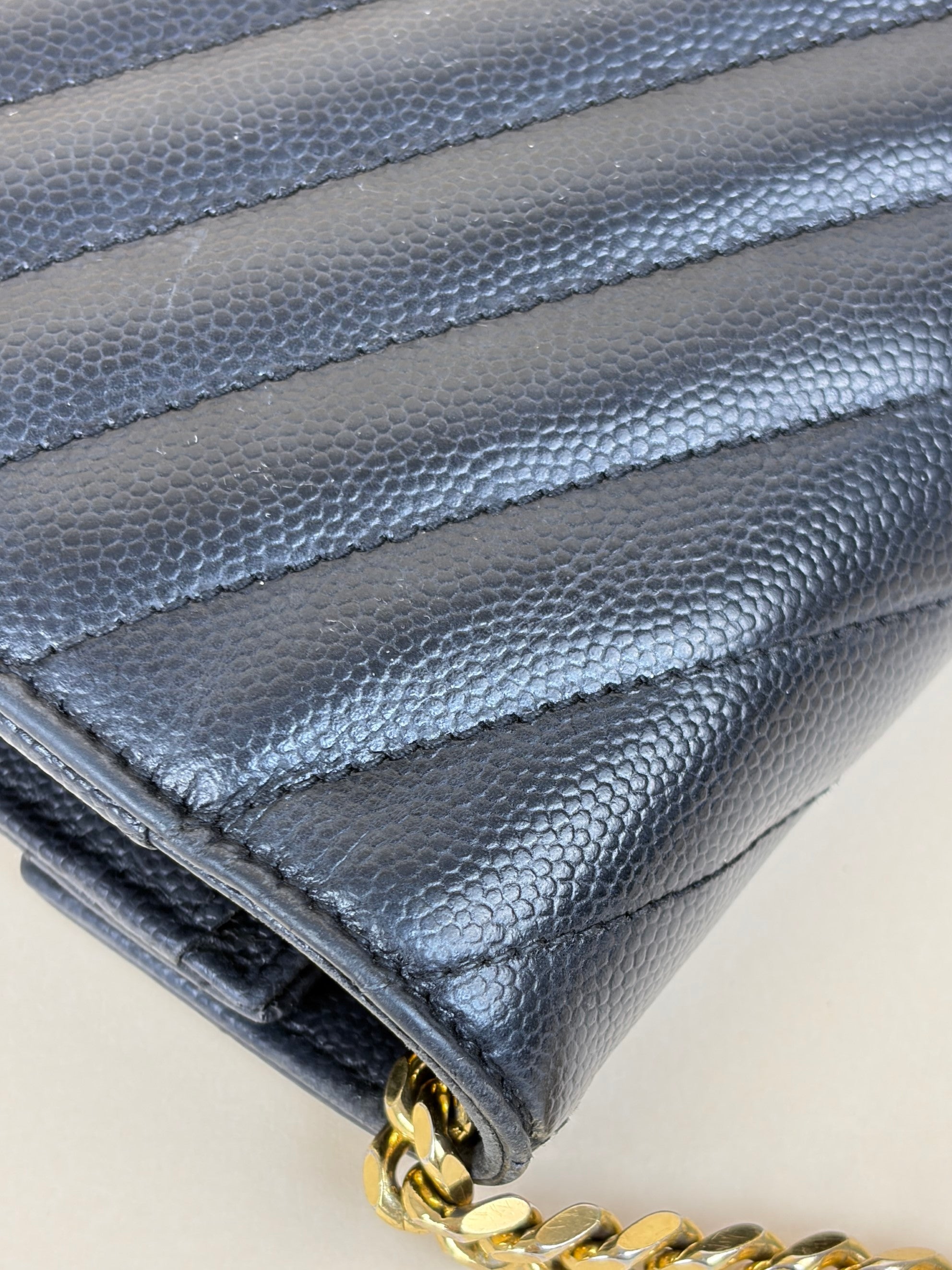 YSL Black Classic Cassandre Chain Wallet