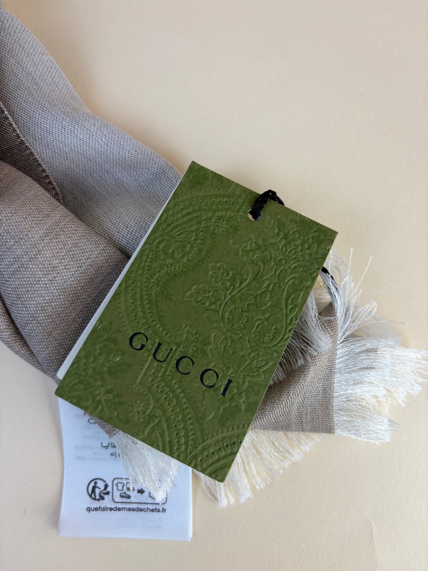Gucci Sand GG Monogram Silk/Wool Scarf
