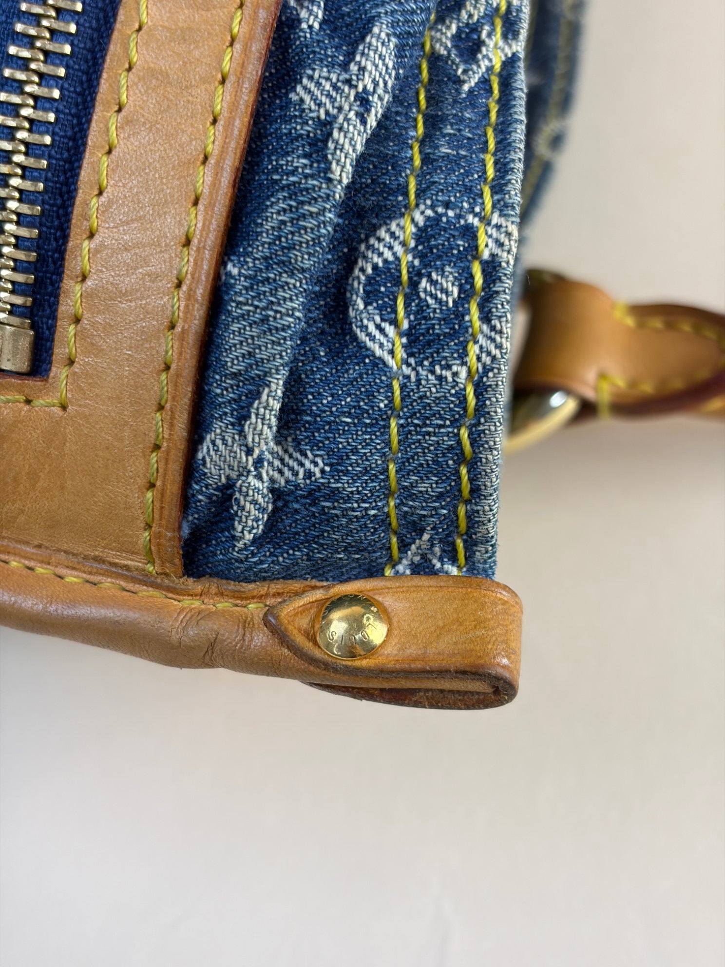 louis Vuitton blue monogram denim sac plat tote bag