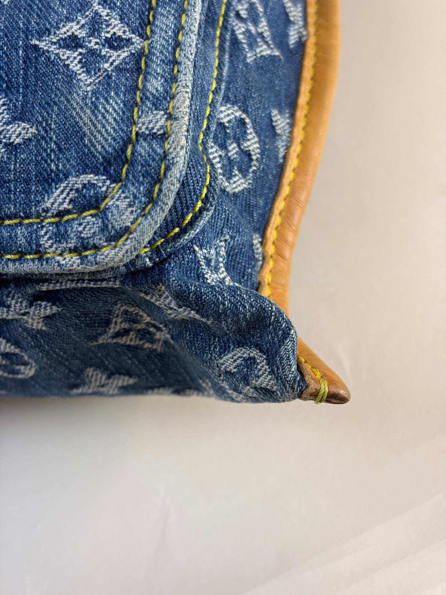 louis Vuitton blue monogram denim sac plat tote bag