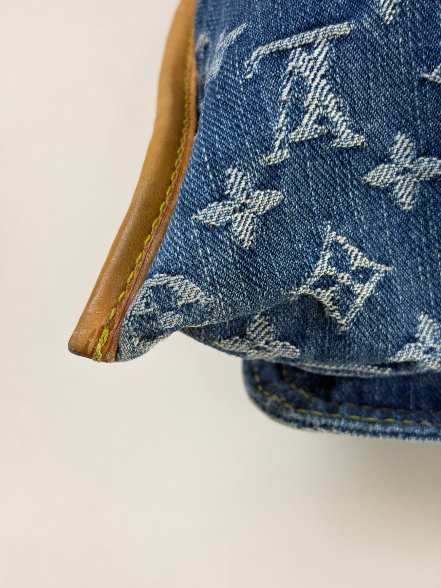 louis Vuitton blue monogram denim sac plat tote bag