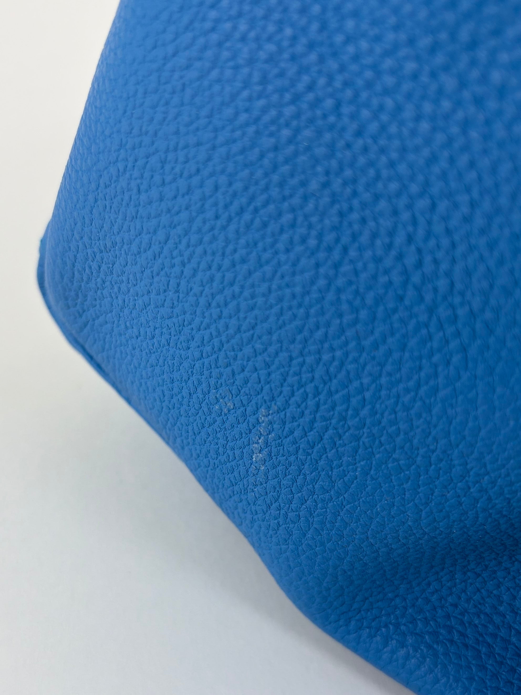 Hermes blue hydra togo leather kelly 28 tote bag