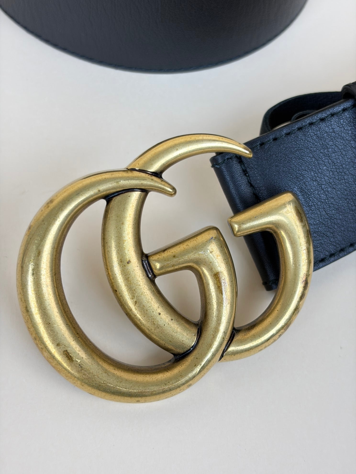 Gucci Black GG Marmont Wide Belt 38