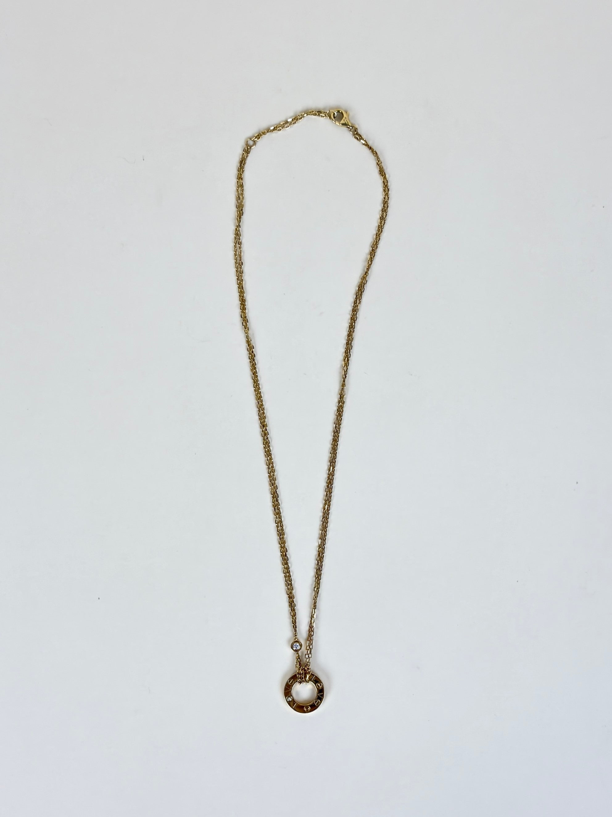 Cartier 18K Yellow Gold Love Pendant with 2 Diamonds Necklace