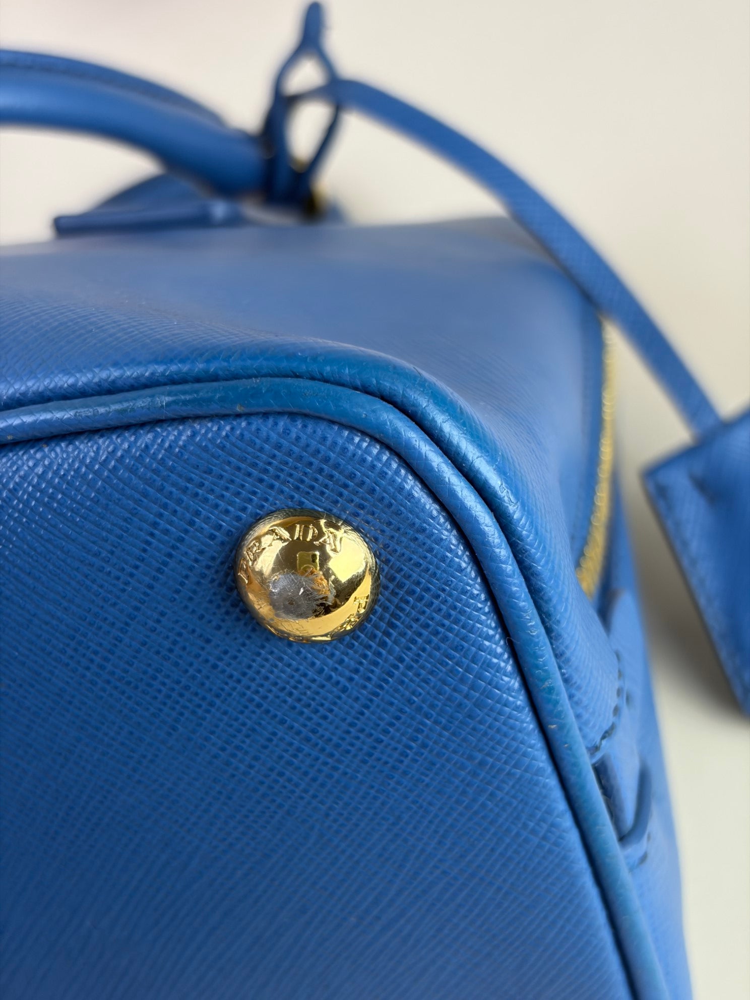 Prada cobalt Saffia no leather promenade small tote bag