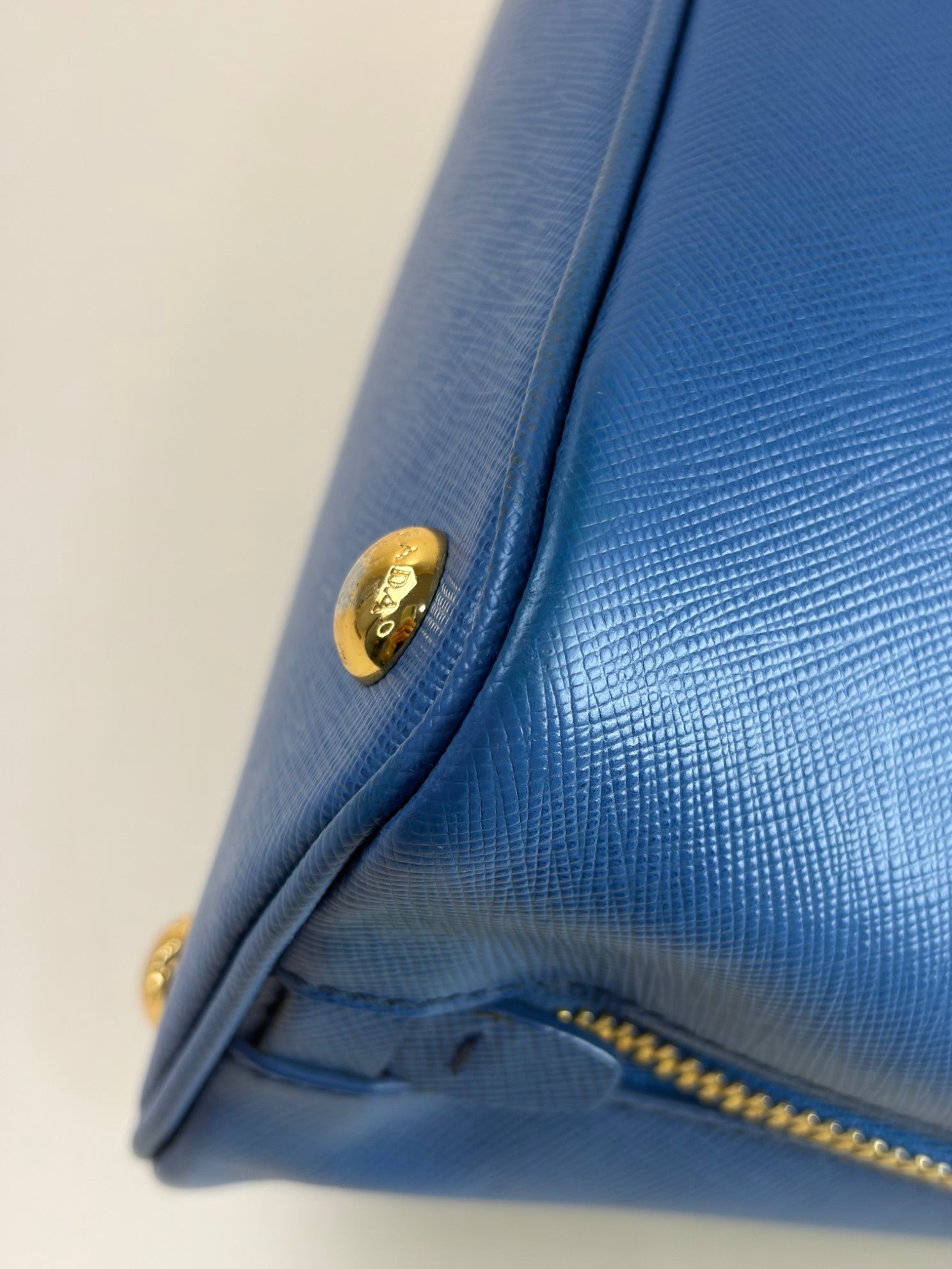 Prada cobalt Saffia no leather promenade small tote bag