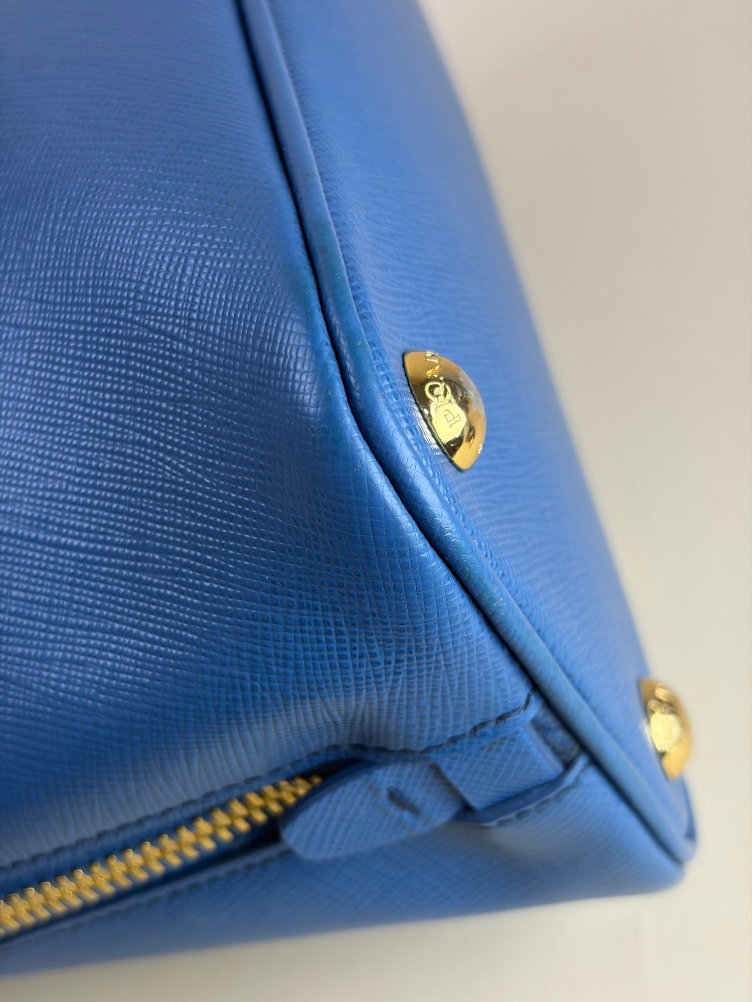 Prada cobalt Saffia no leather promenade small tote bag