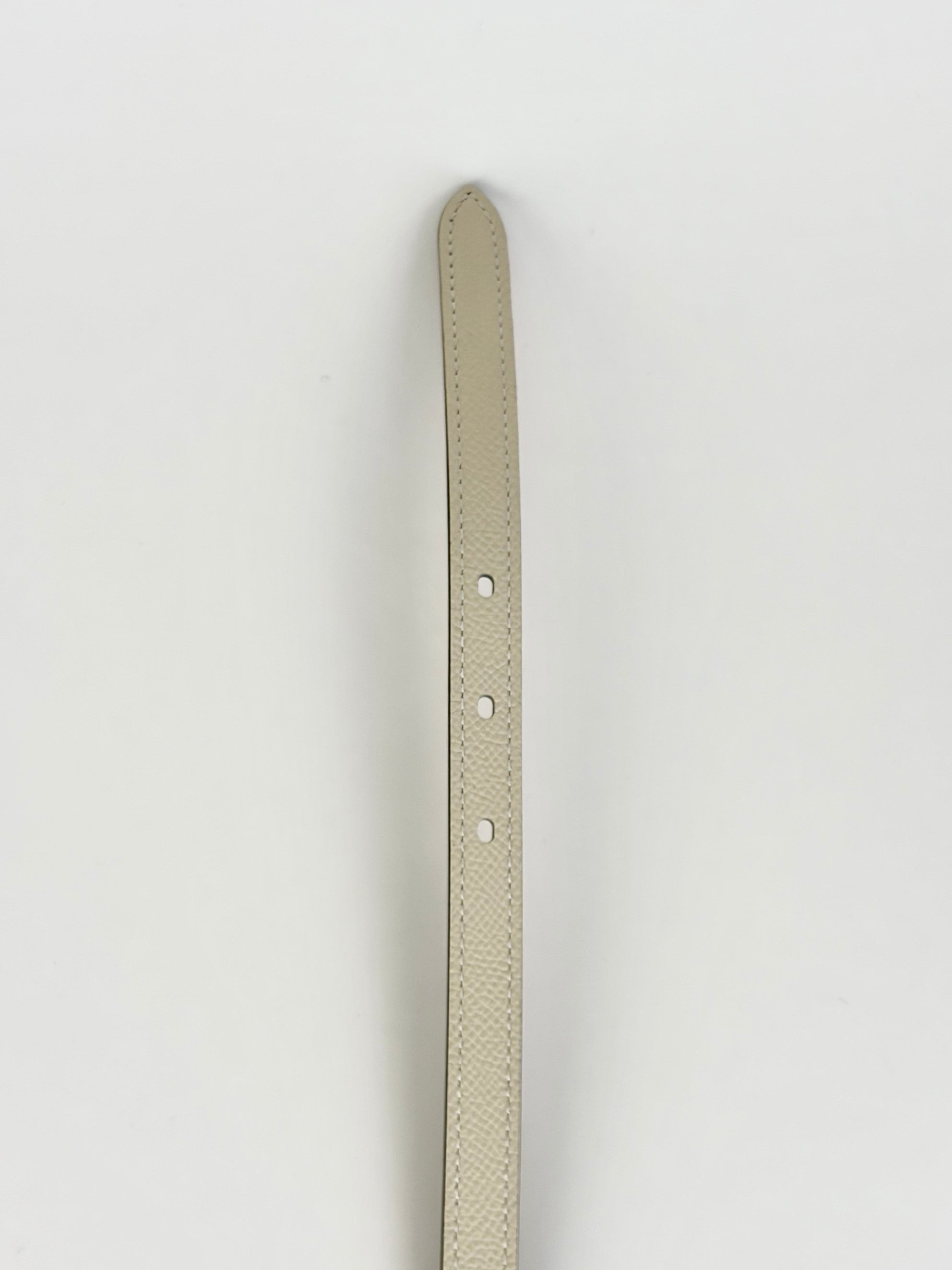 Hermes craie Epson calfskin pop up palladium plated 15mm belt