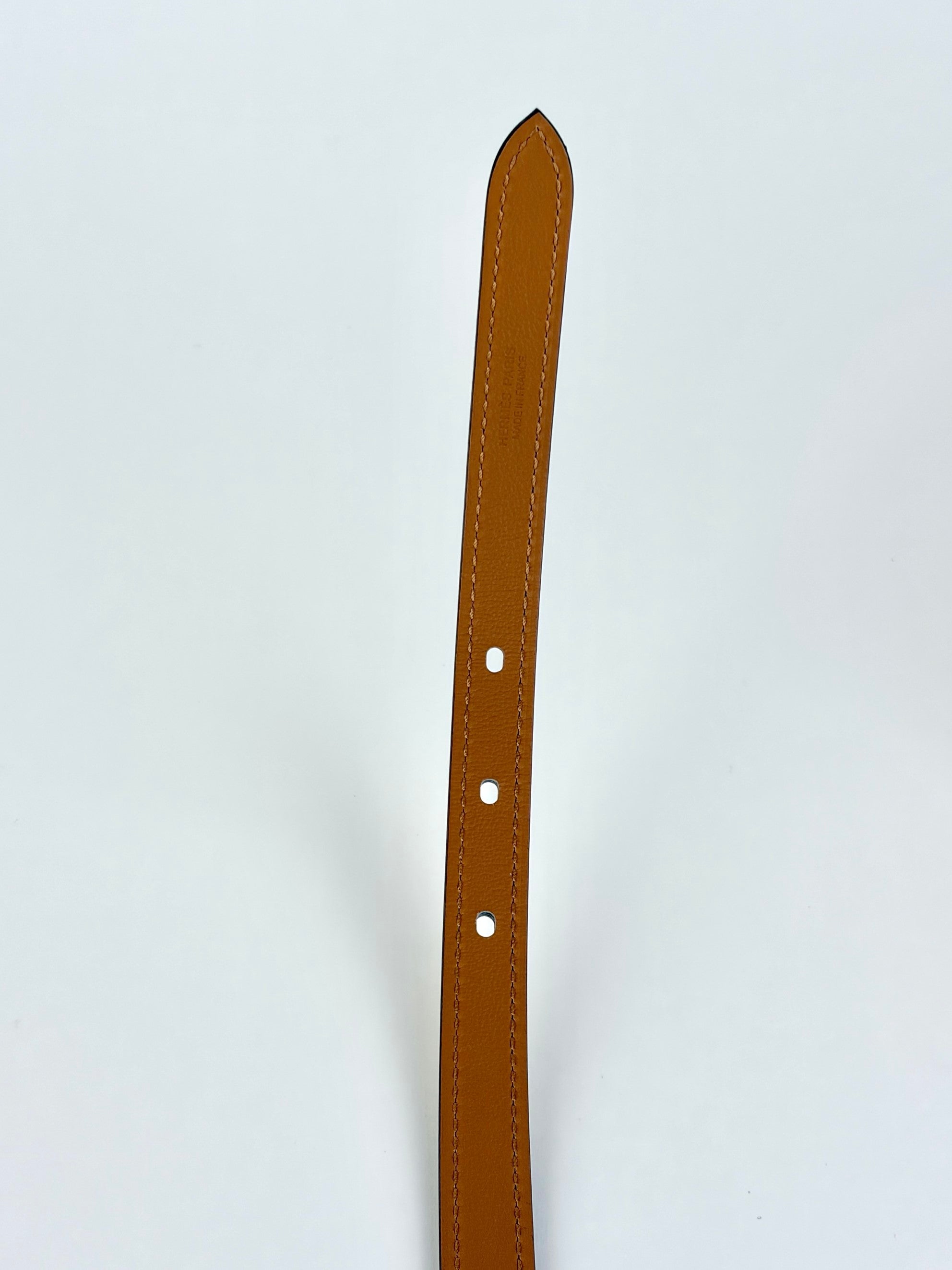 Hermes craie Epson calfskin pop up palladium plated 15mm belt