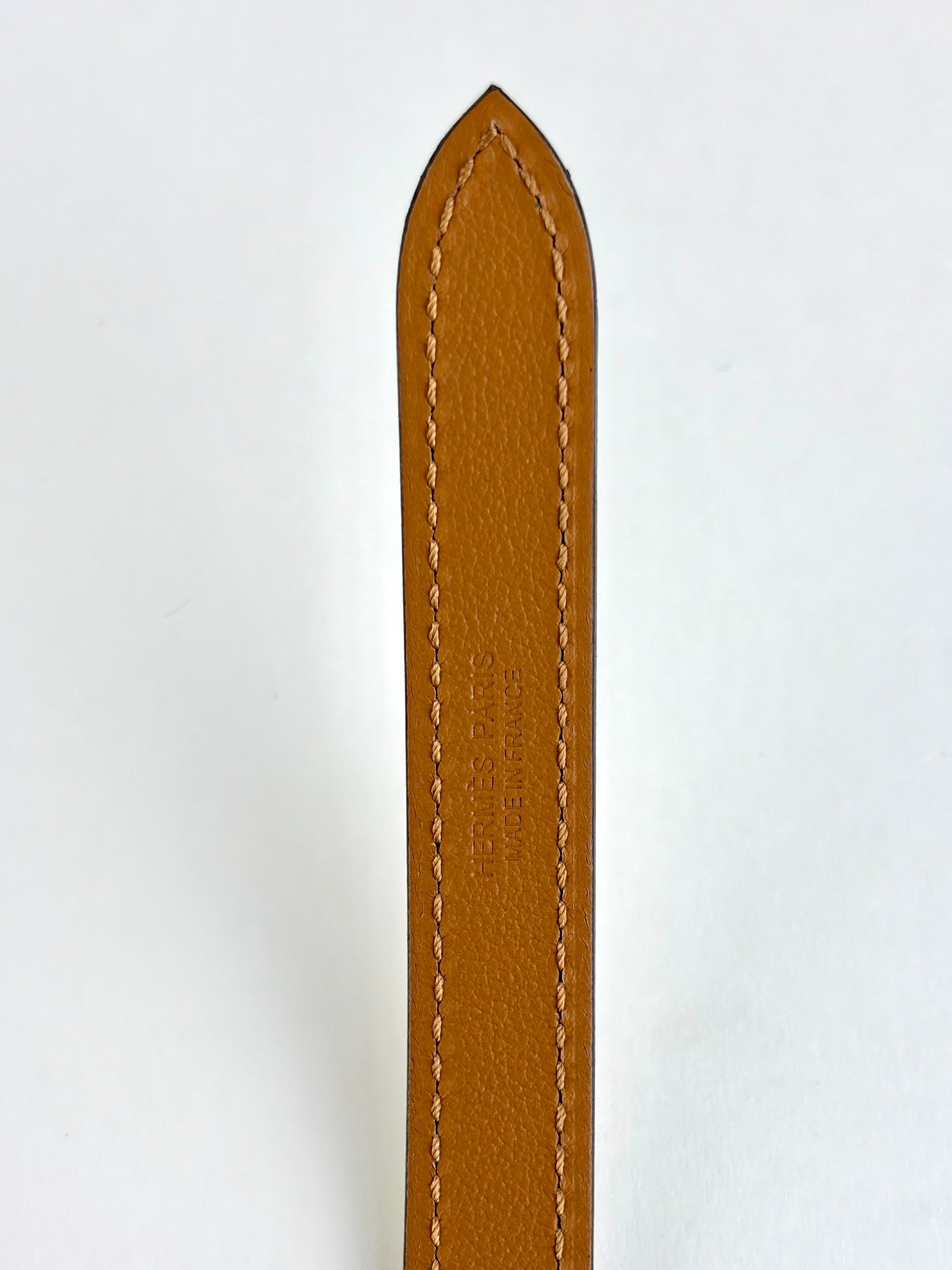 Hermes craie Epson calfskin pop up palladium plated 15mm belt