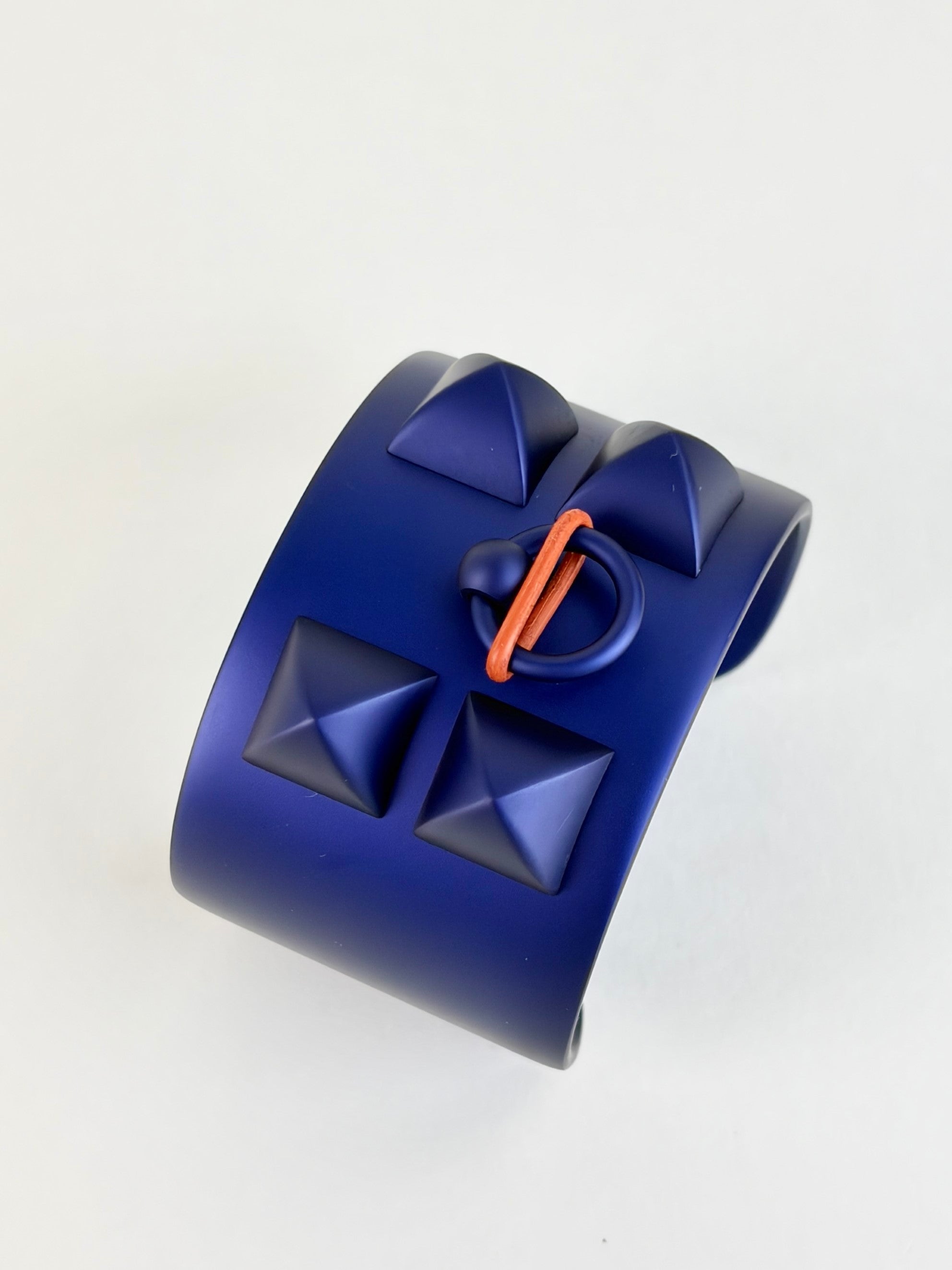 Hermes blue anodized aluminum collier de chine sunset cuff bracelet