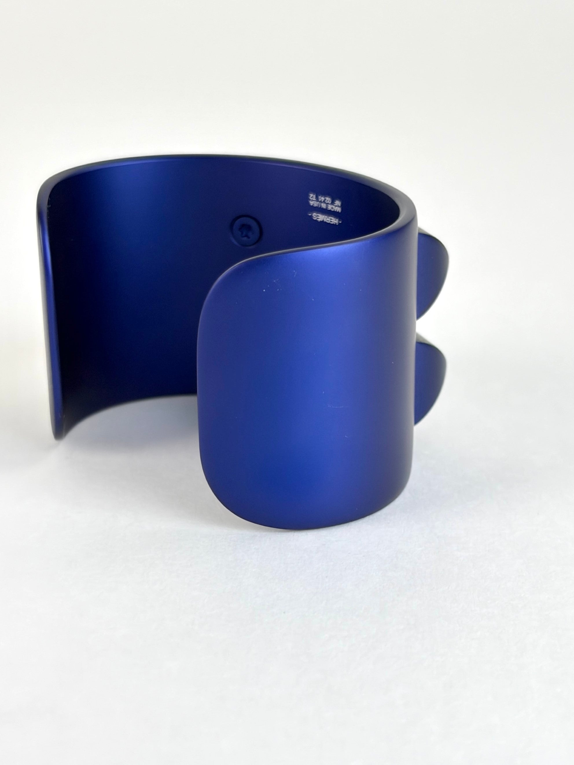 Hermes blue anodized aluminum collier de chine sunset cuff bracelet