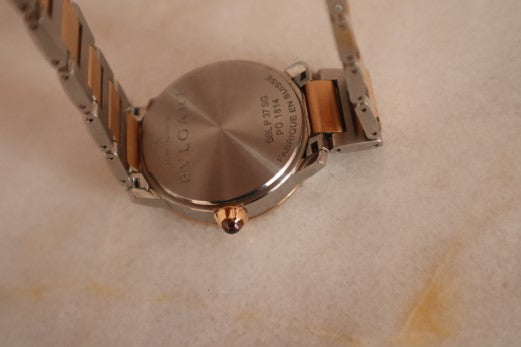 Bvlgari 18K Pink Gold Stainless Steel Diamond Watch