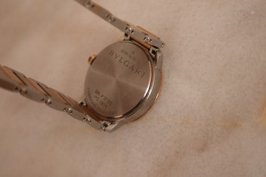 Bvlgari 18K Pink Gold Stainless Steel Diamond Watch