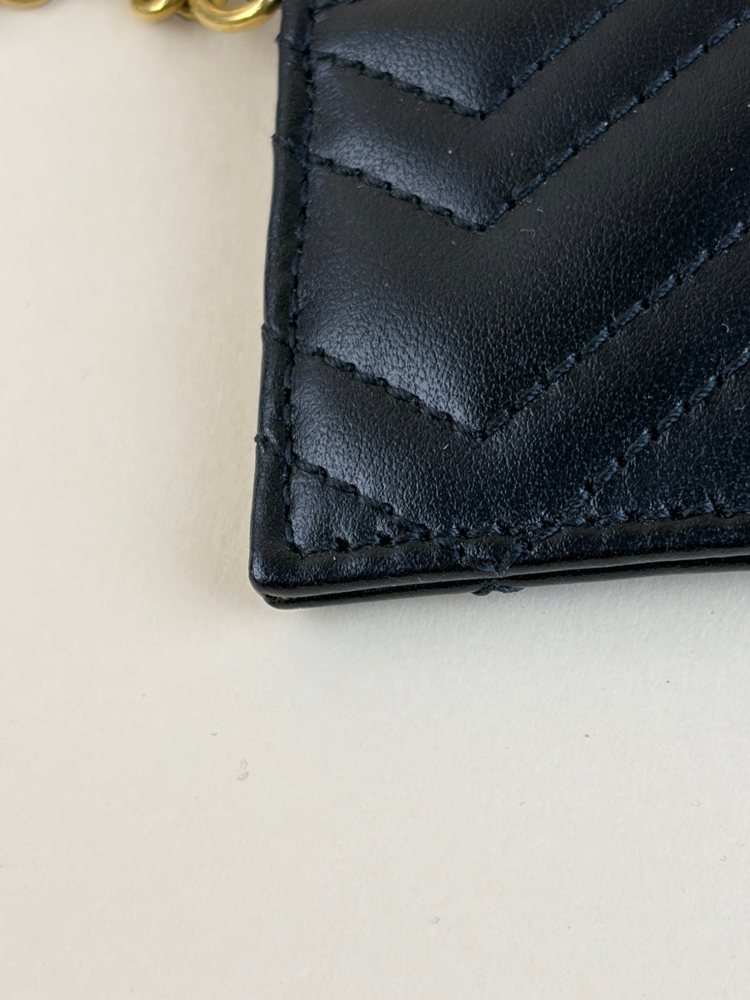 Gucci Black GG Marmont Card Holder with Key Chain